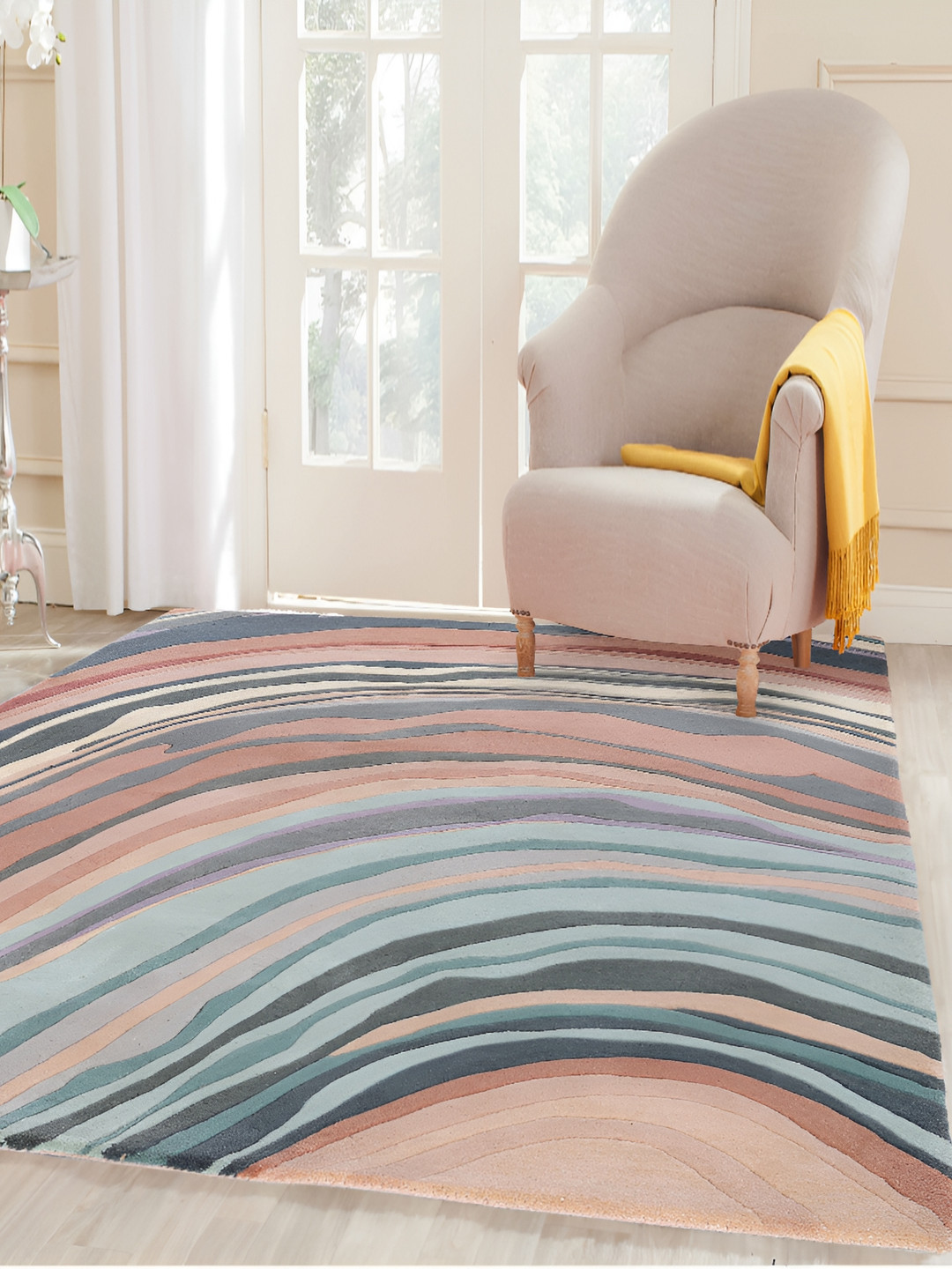 PEQURA Blue & Grey Handmade Woollen Carpet