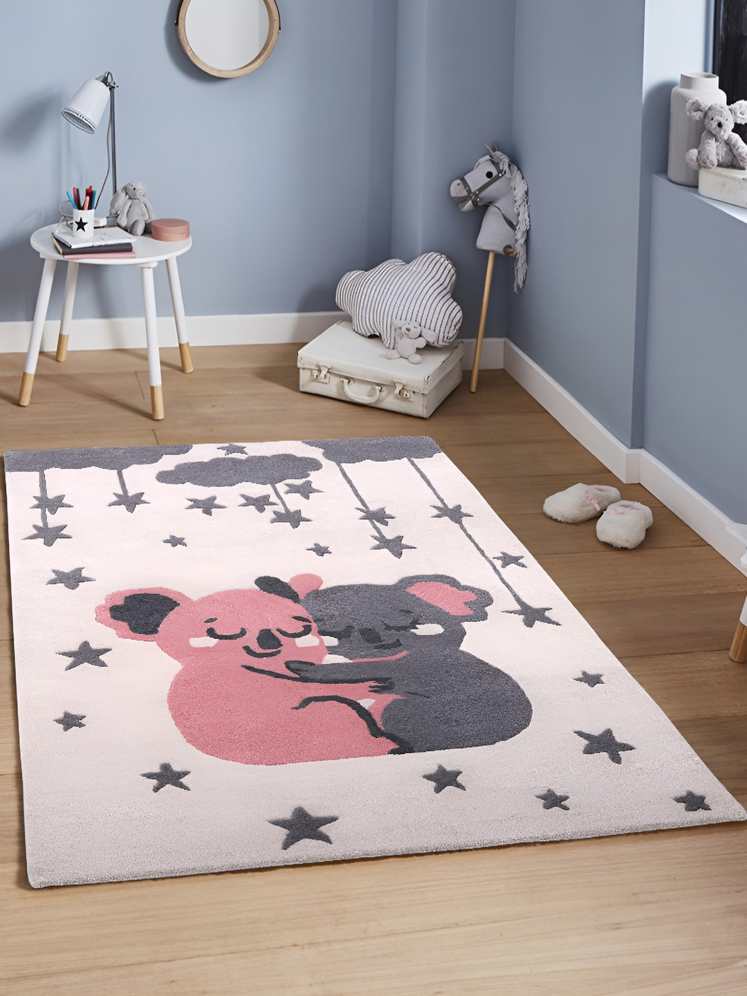PEQURA Brown &Grey Cartoon Characters Handmade Woollen Carpet