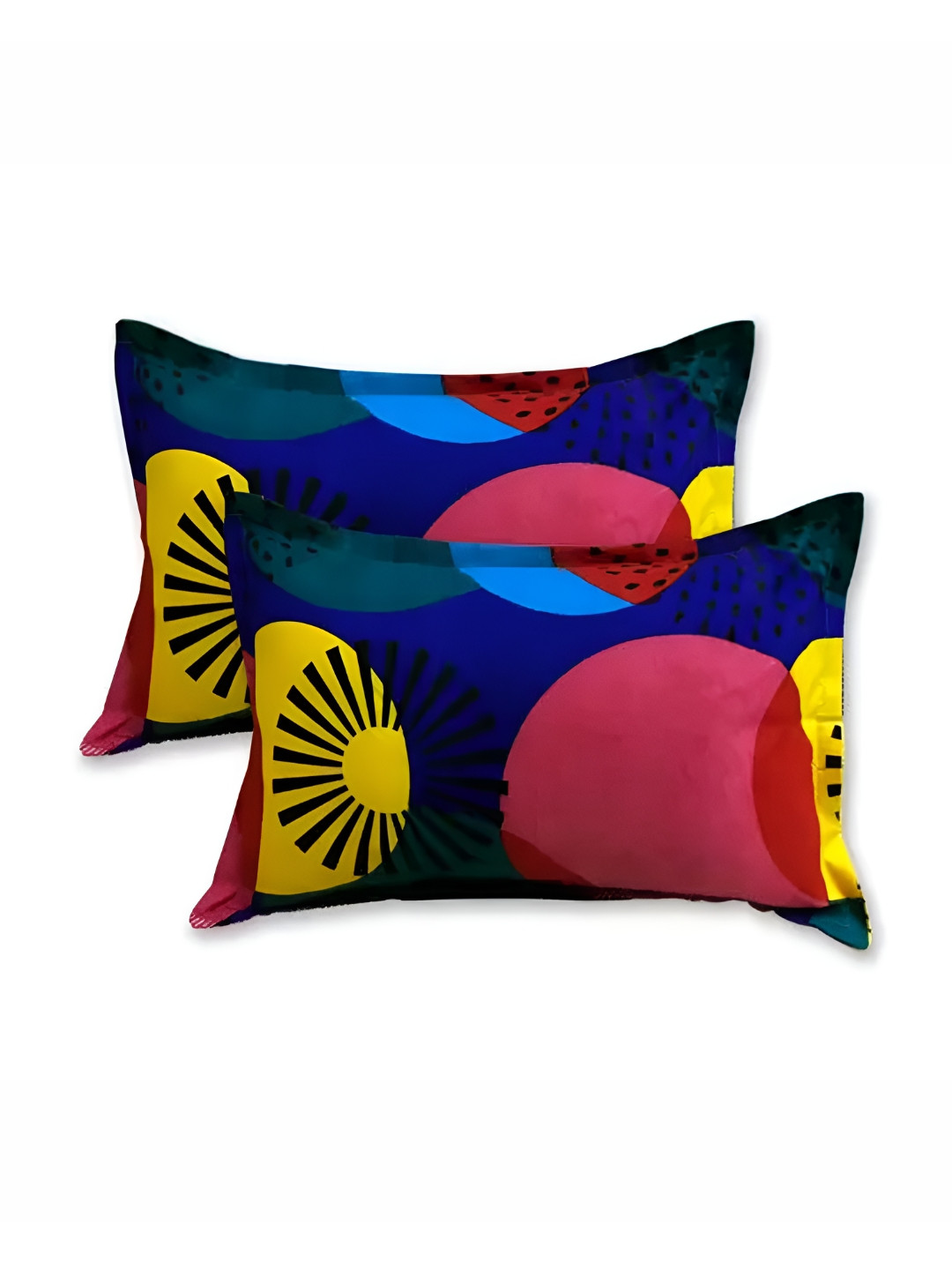 Supreme Home Collective Blue 2 Pcs Self Design Pure Cotton Rectangle Pillow Covers