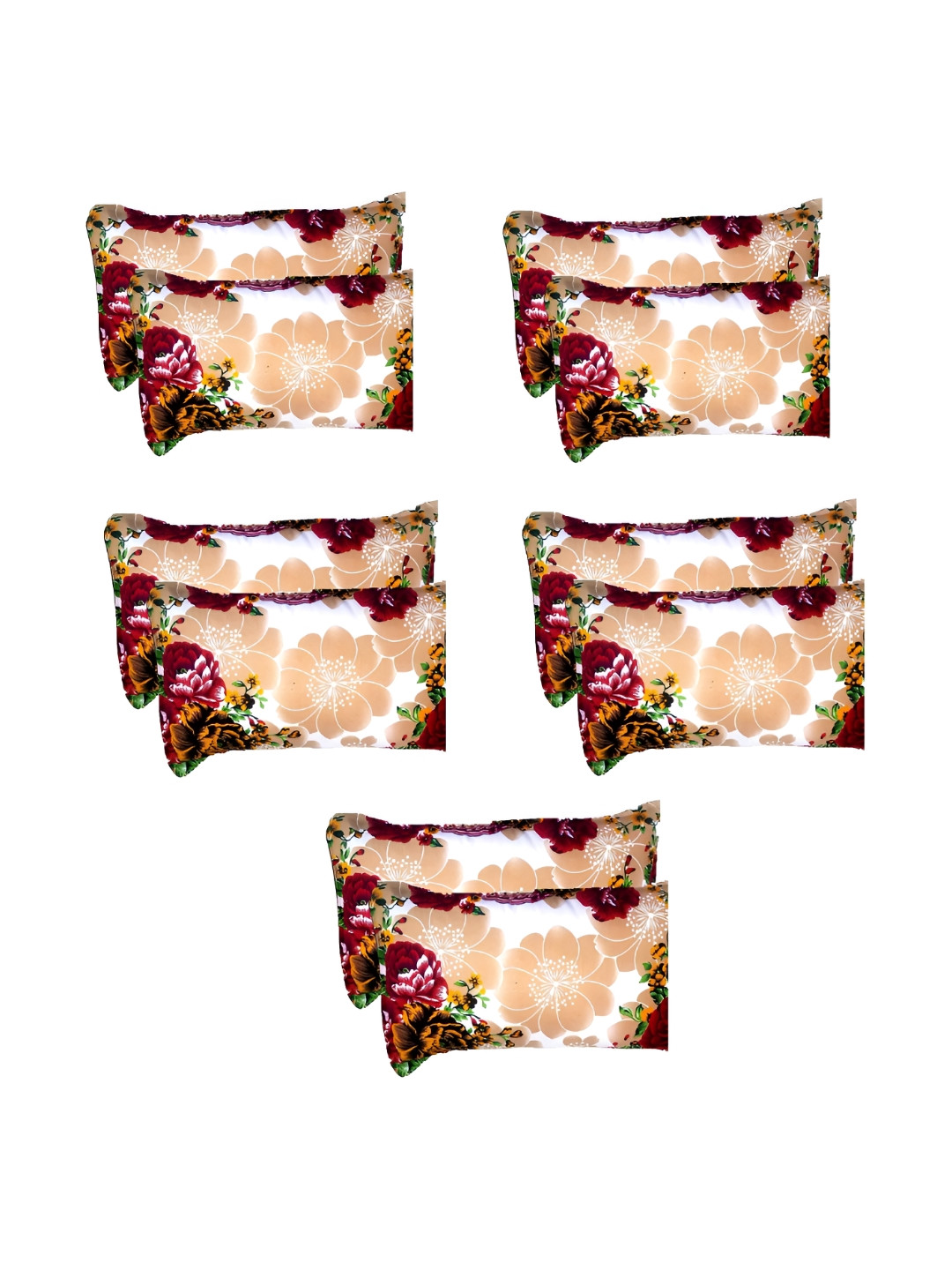 Supreme Home Collective Beige & White 10 Pieces Abstract Cotton Rectangle Pillow Covers