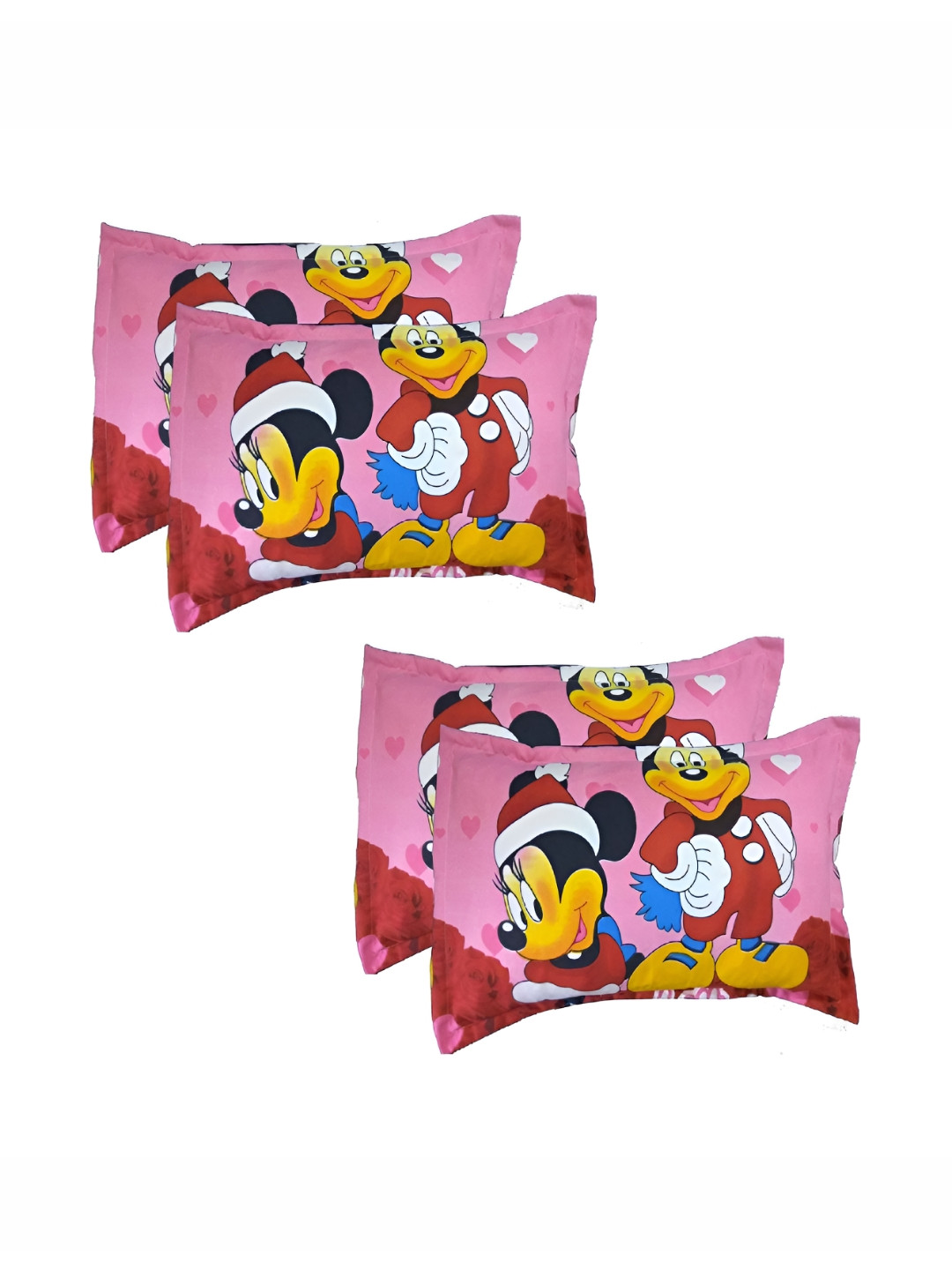 Supreme Home Collective Pink 4 Pieces Abstract Pure Cotton Rectangle Pillow Covers