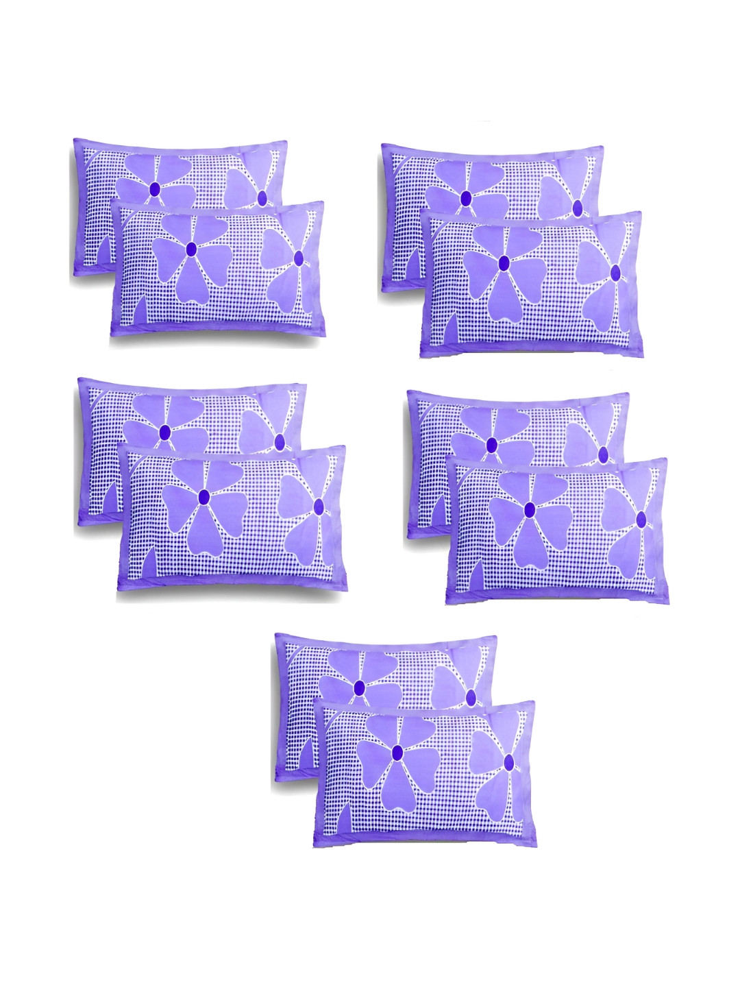 Supreme Home Collective Purple 10 Pieces Floral Pure Cotton Rectangle Pillow Covers