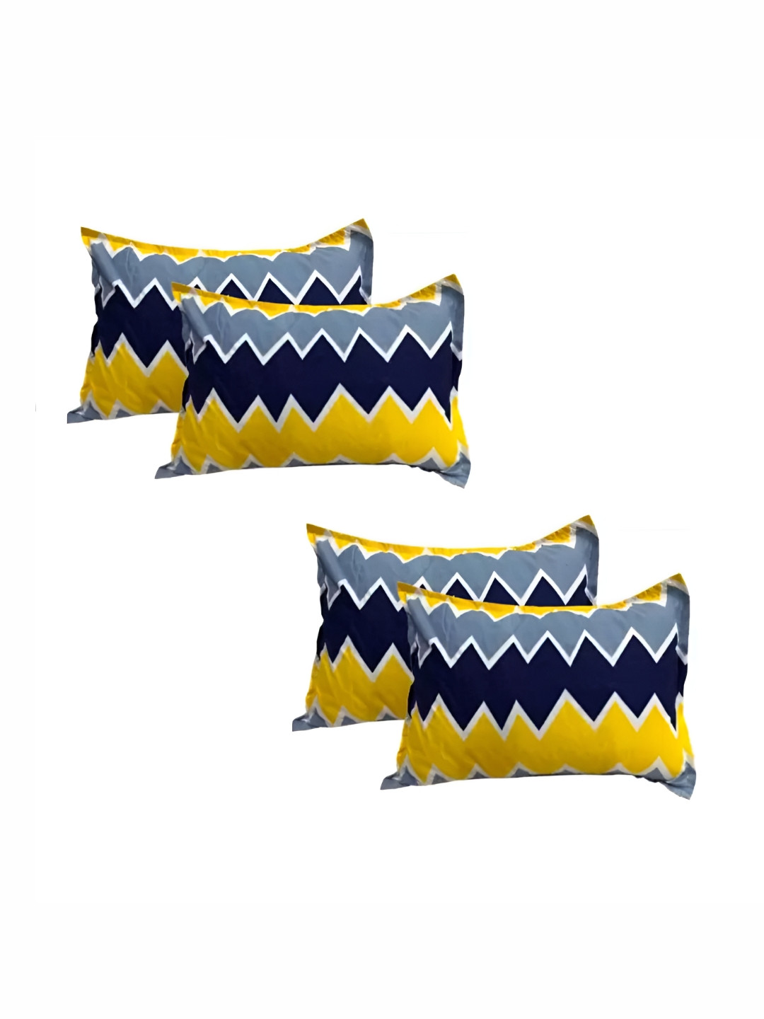 Supreme Home Collective Yellow 4 Pieces Geometric Pure Cotton Rectangle Pillow Covers