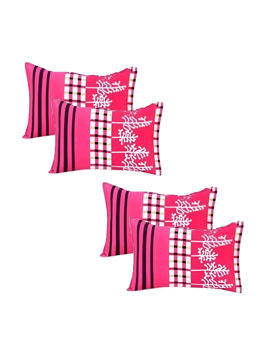 Supreme Home Collective Pink 4 Pieces Abstract Pure Cotton Rectangle Pillow Covers