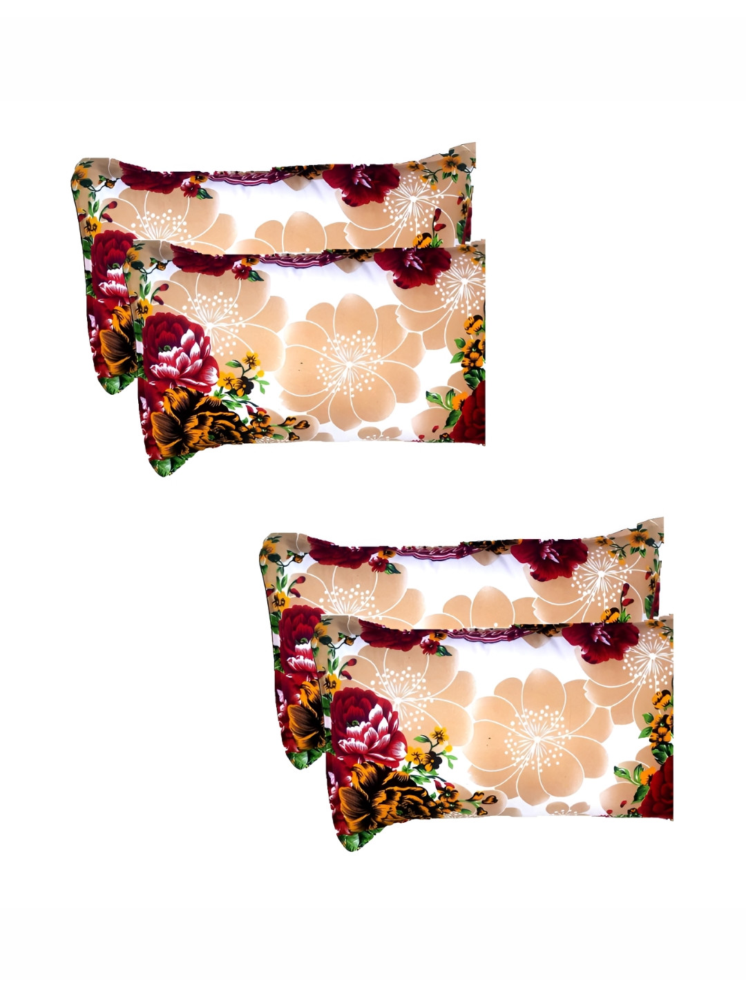 Supreme Home Collective Beige 4 Pieces Floral Pure Cotton Rectangle Pillow Covers