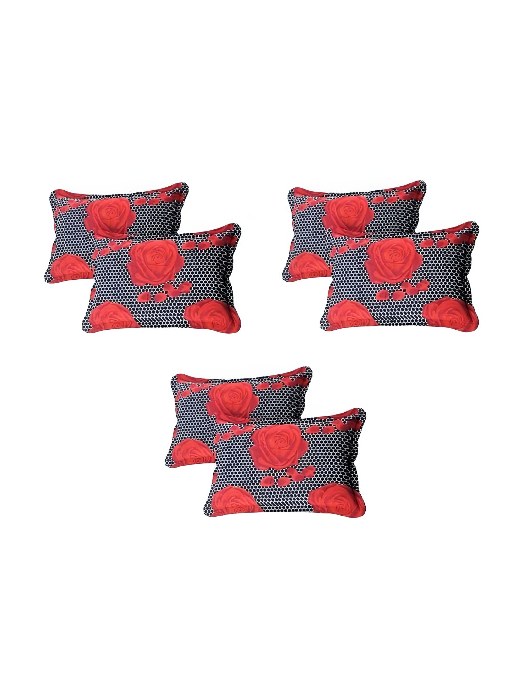 Supreme Home Collective Red 6 Pieces Abstract Pure Cotton Rectangle Pillow Covers