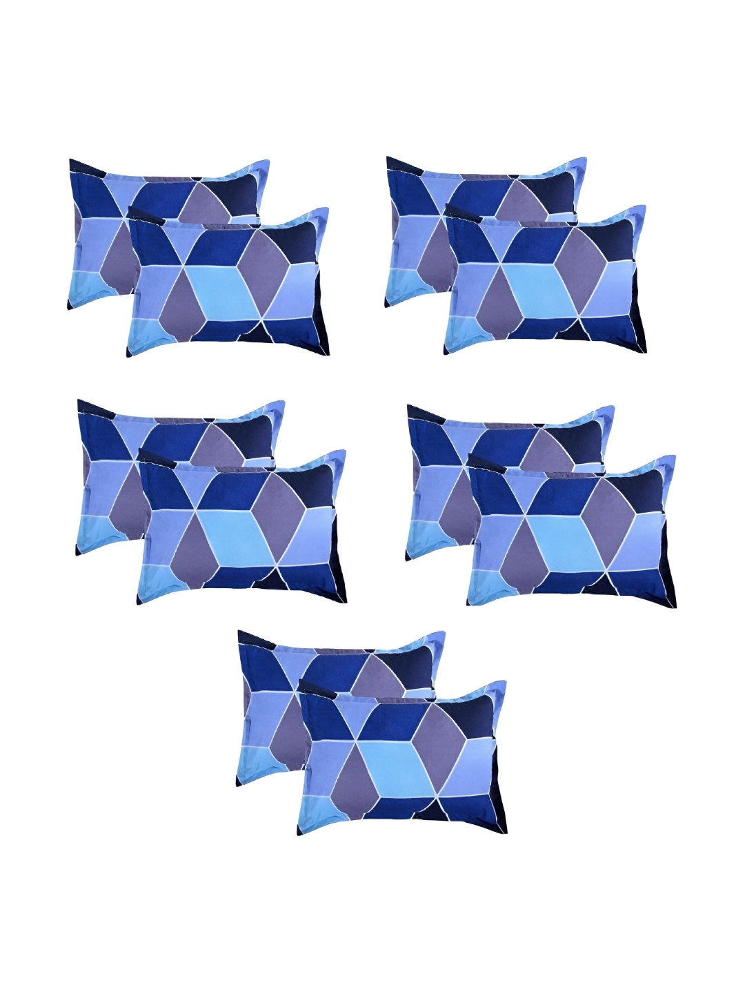 Supreme Home Collective Blue 10 Pieces Abstract Pure Cotton Rectangle Pillow Covers