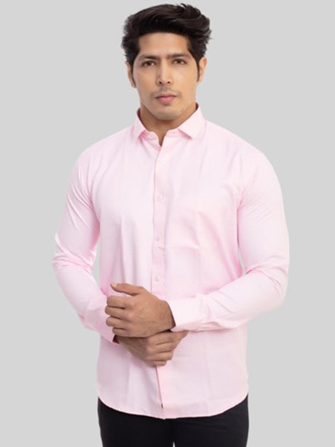 INDIAN THREADS India Slim Fit Spread Collar Formal Giza Cotton Shirt