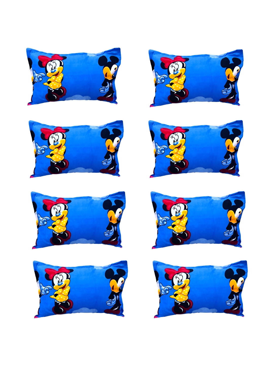 Supreme Home Collective Blue 8 Pieces Cartoon Character Cotton Rectangle Pillow Covers
