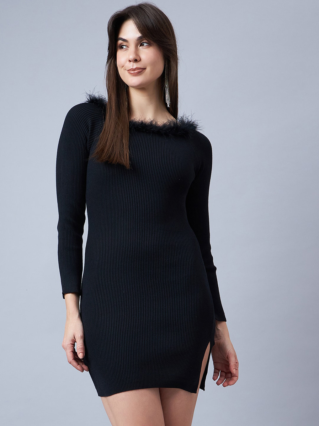 Chemistry Ribbed Wool Bodycon Mini Dress