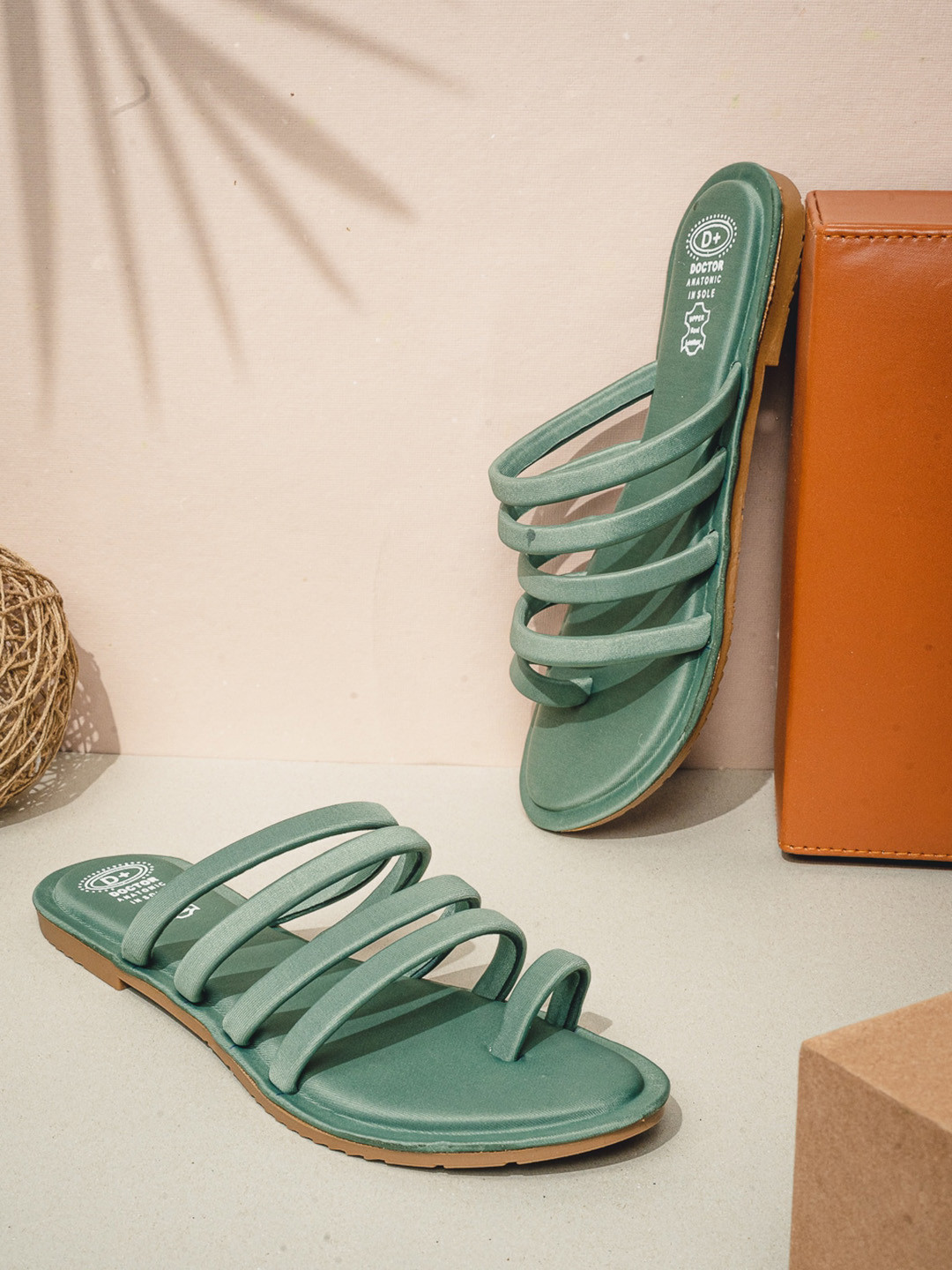 The Roadster Lifestyle Co. Olive Green Strappy One Toe Flats