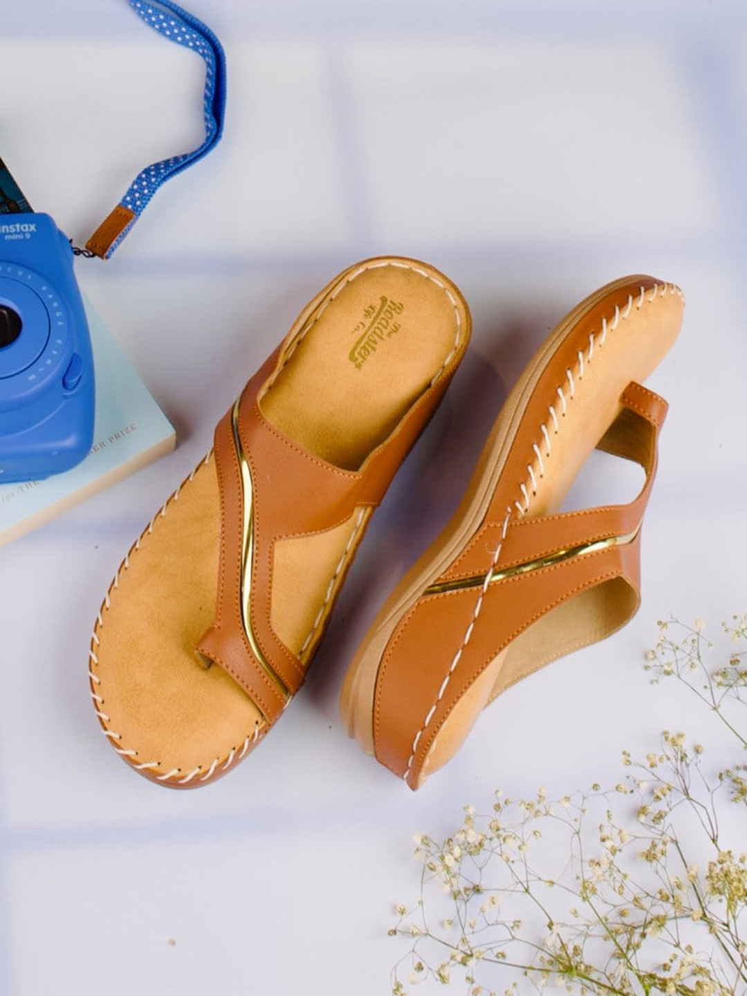 The Roadster Lifestyle Co. Tan Brown No Back Strap One Toe Flats