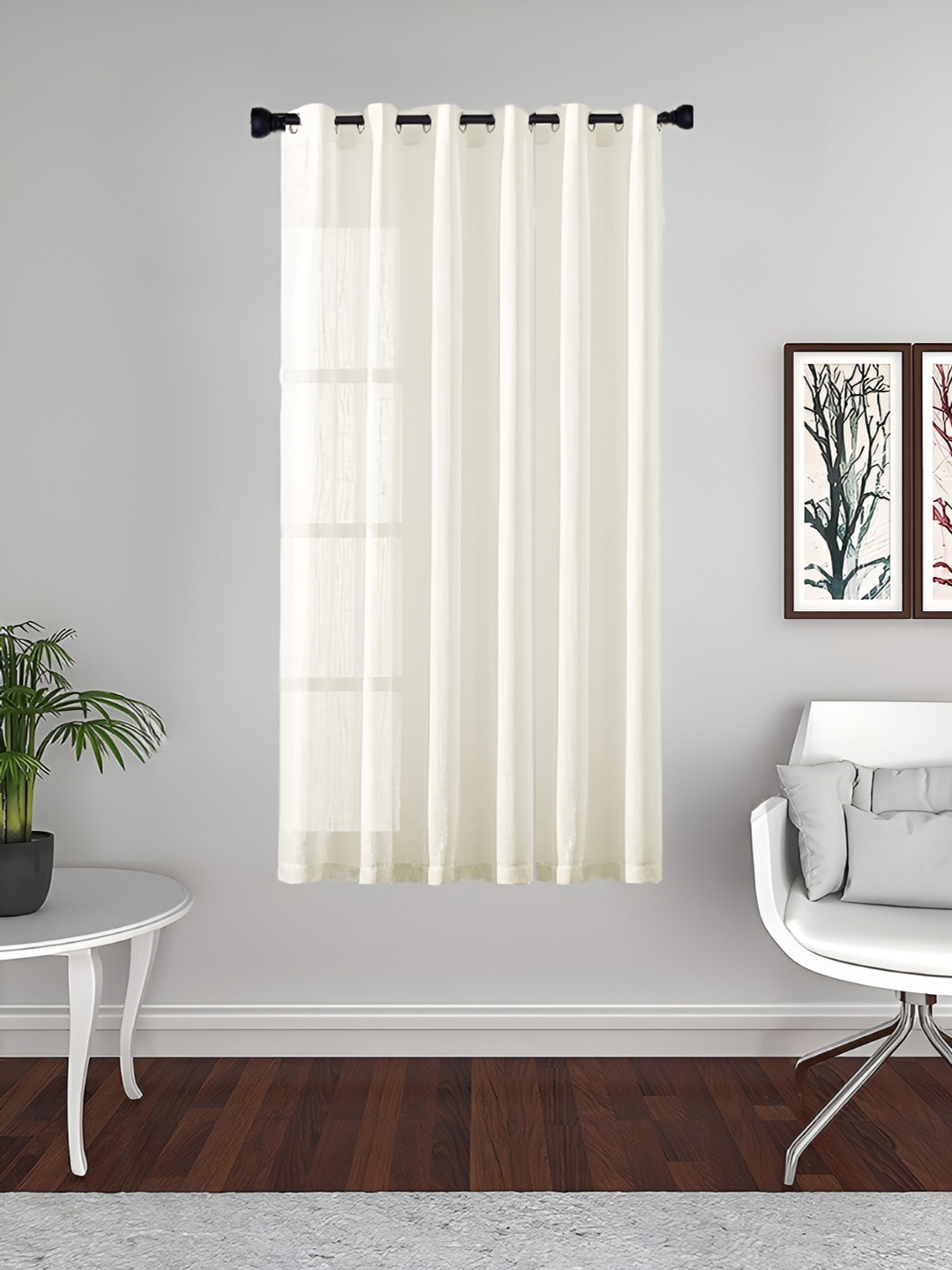 THE CONVERSION Cream-Coloured Linen Sheer Window Curtain