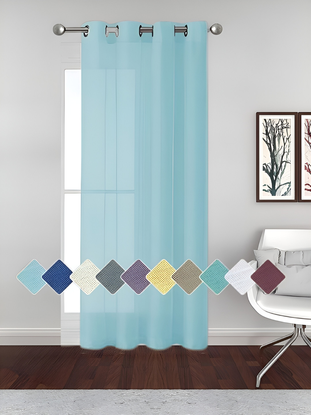THE CONVERSION Turquoise Blue Sheer Door Curtain