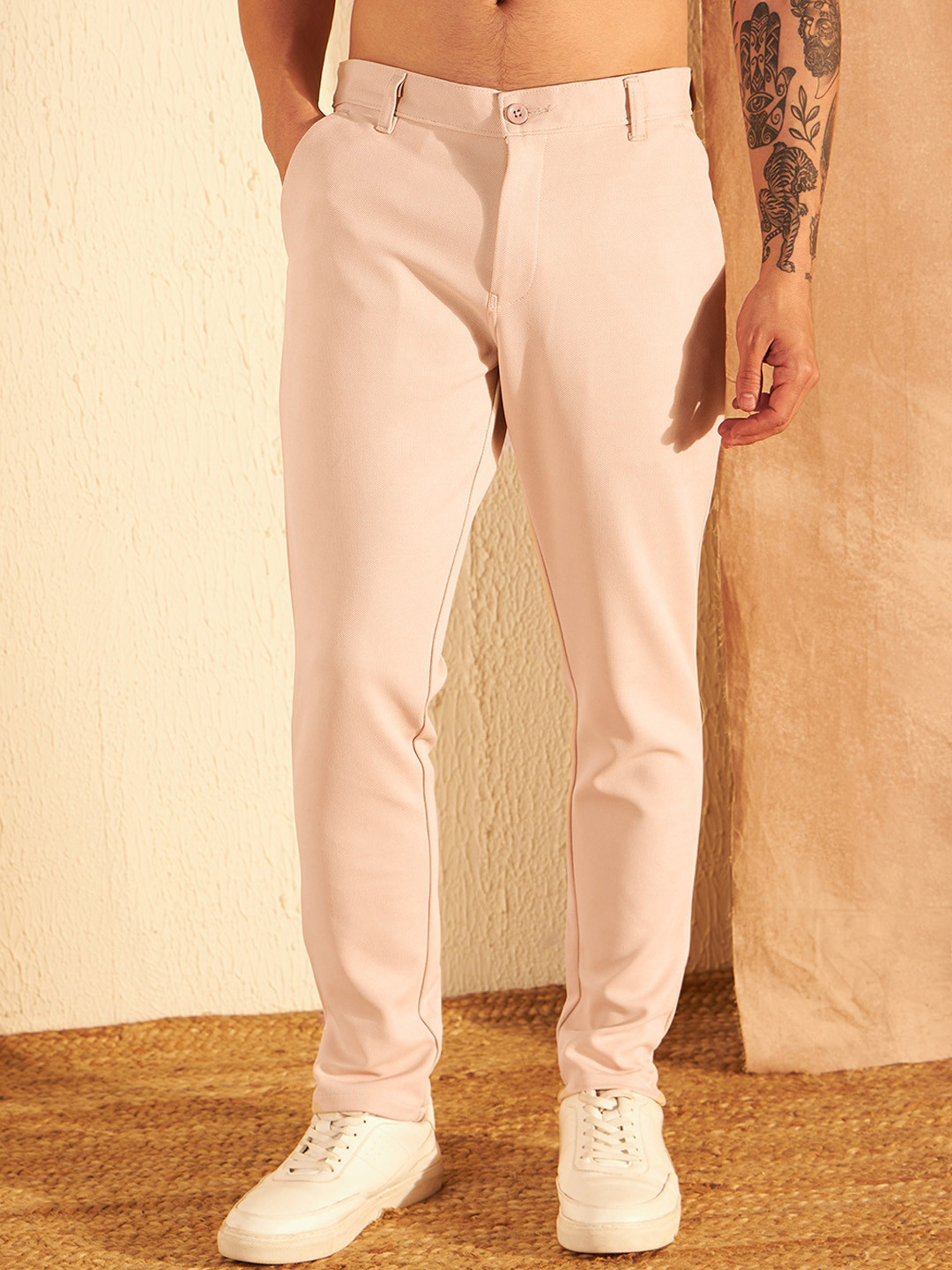 DENNISON Men Mid-Rise Smart Fit Easy Wash 4-Way Lycra Trousers