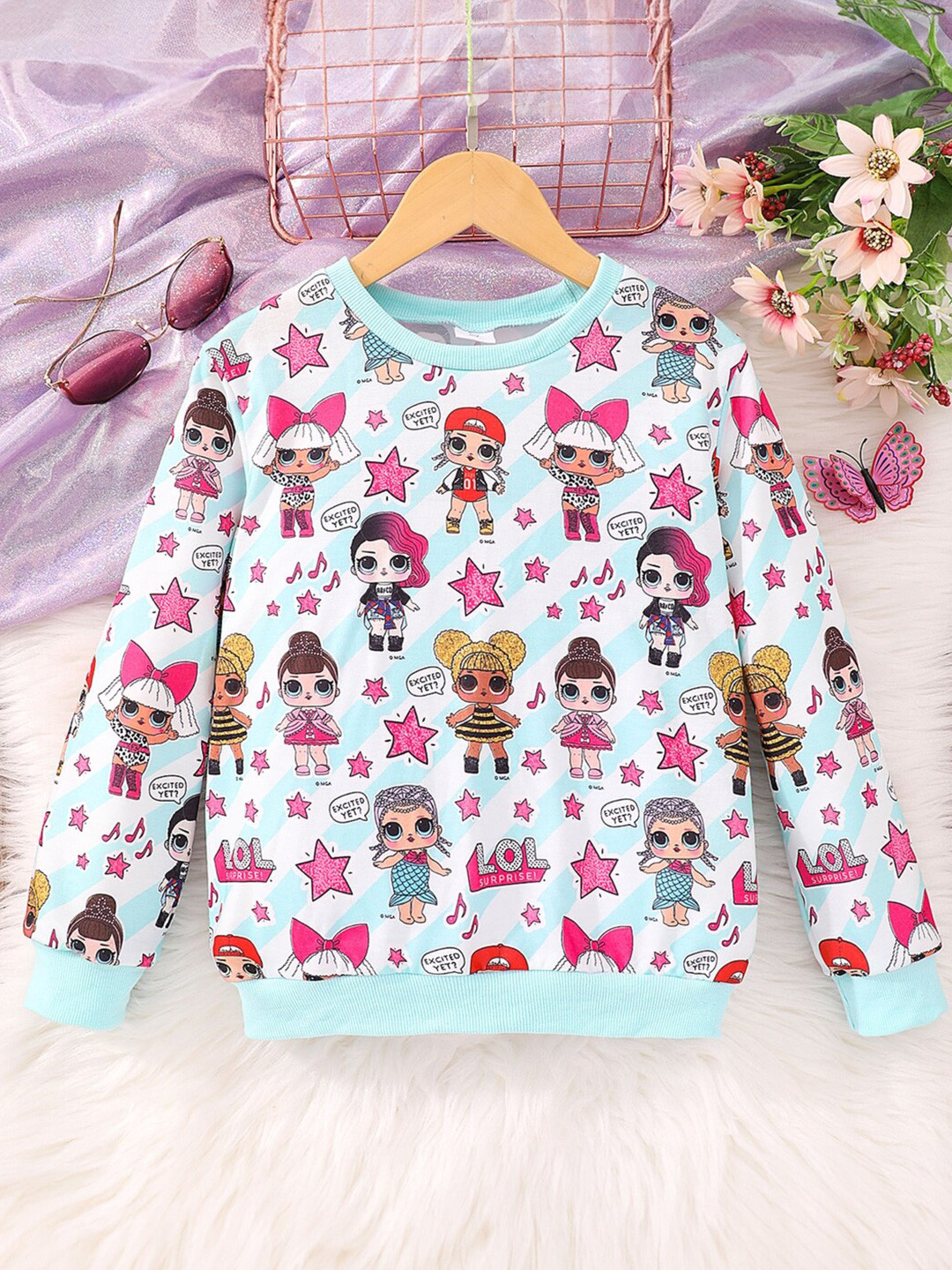 StyleCast Girls Blue LOL Surprise Printed Pullover Sweatshirt