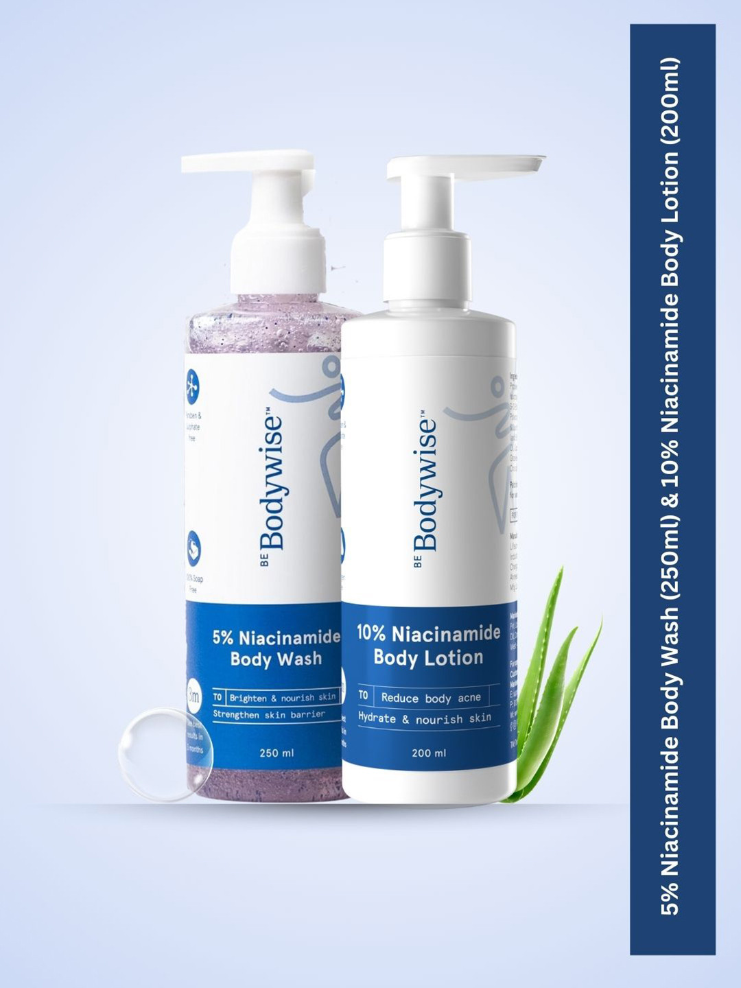 Be Bodywise Combo of 5% Niacinamide Body Wash 250ml & 10% Niacinamide Body Lotion 200ml