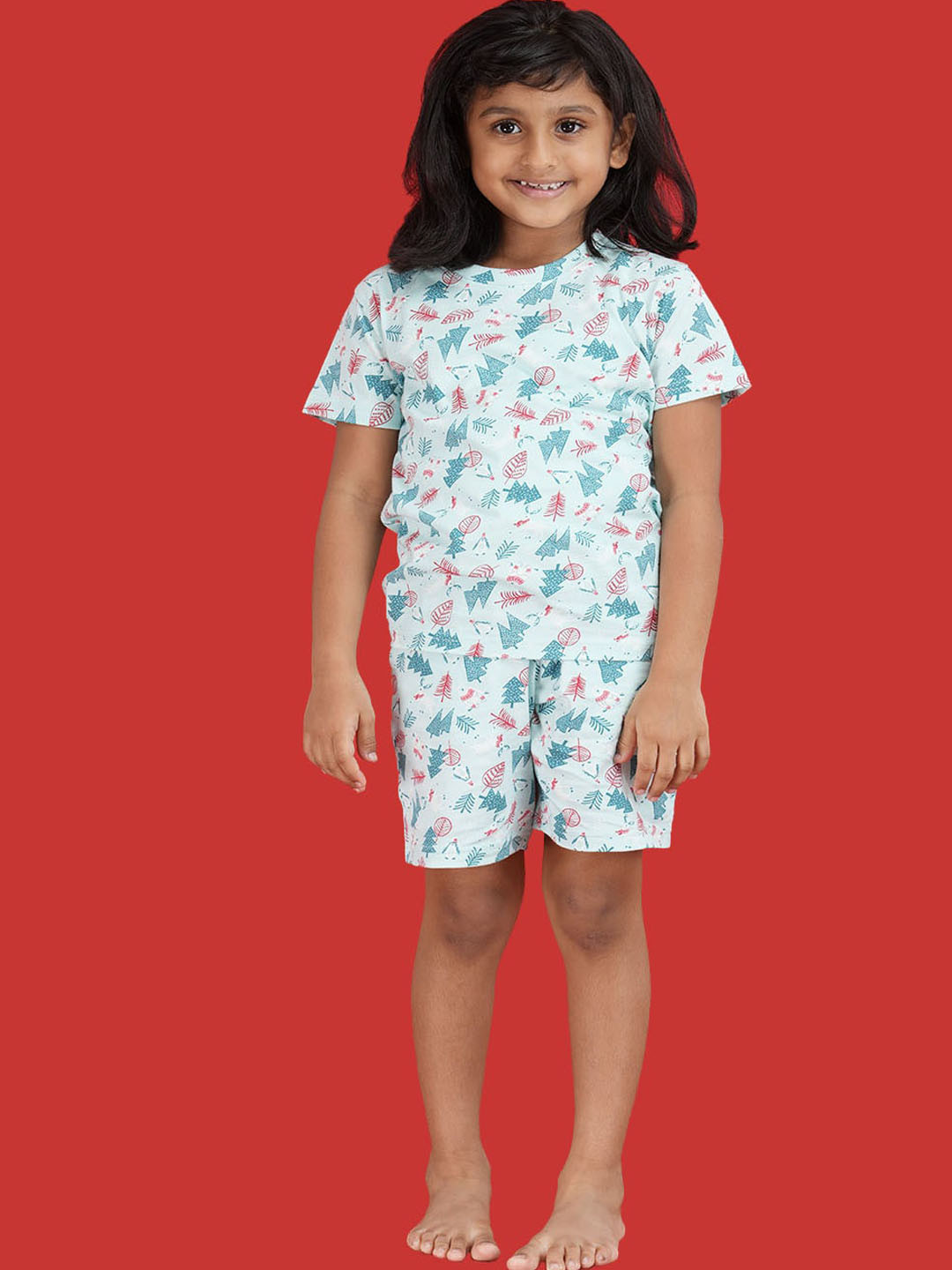 mackly Christmas Kids All Over Printed Pure Cotton Night suit