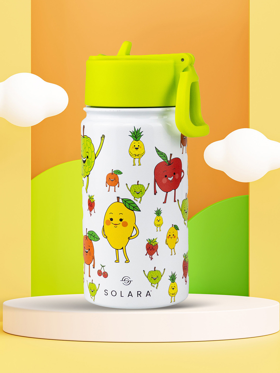 Solara Pink Conversational Stainless Steel Double Wall Vacuum Water Bottle - 450ml