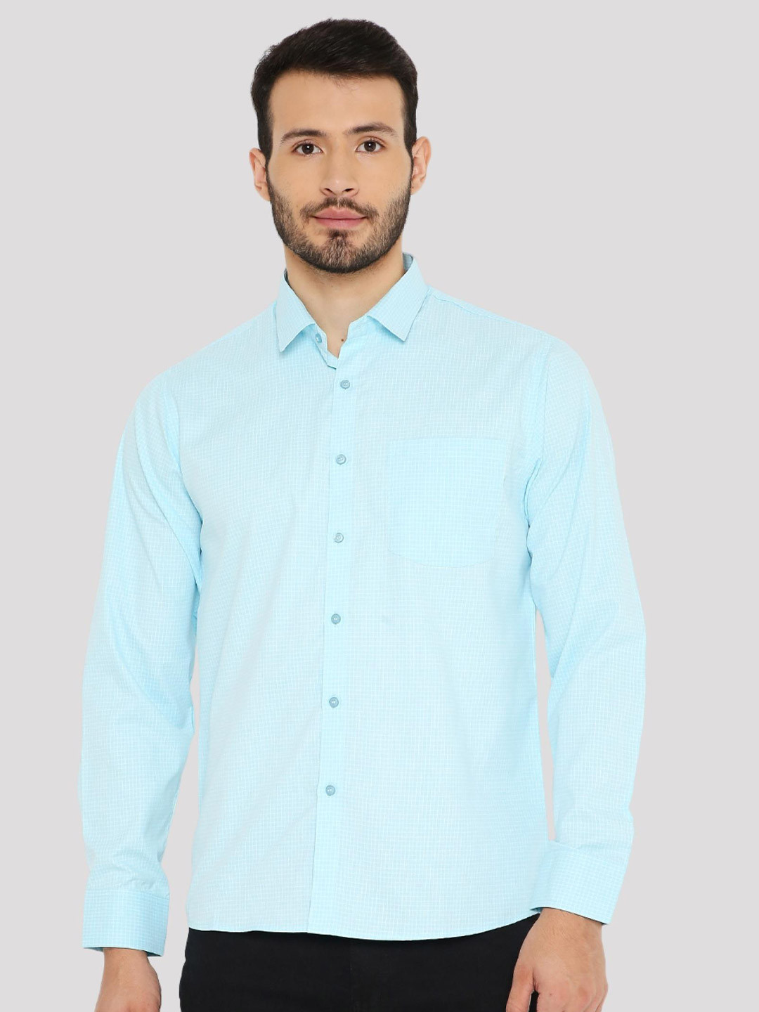 Maharaja India Slim Micro Checked Spread Collar Casual Shirt