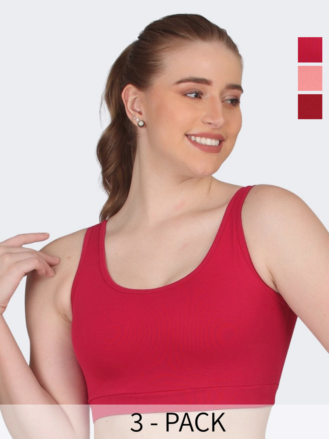 POOJA RAGENEE Pack Of 3 Full Coverage Comfortable Cotton Workout Bra With All Day Comfort