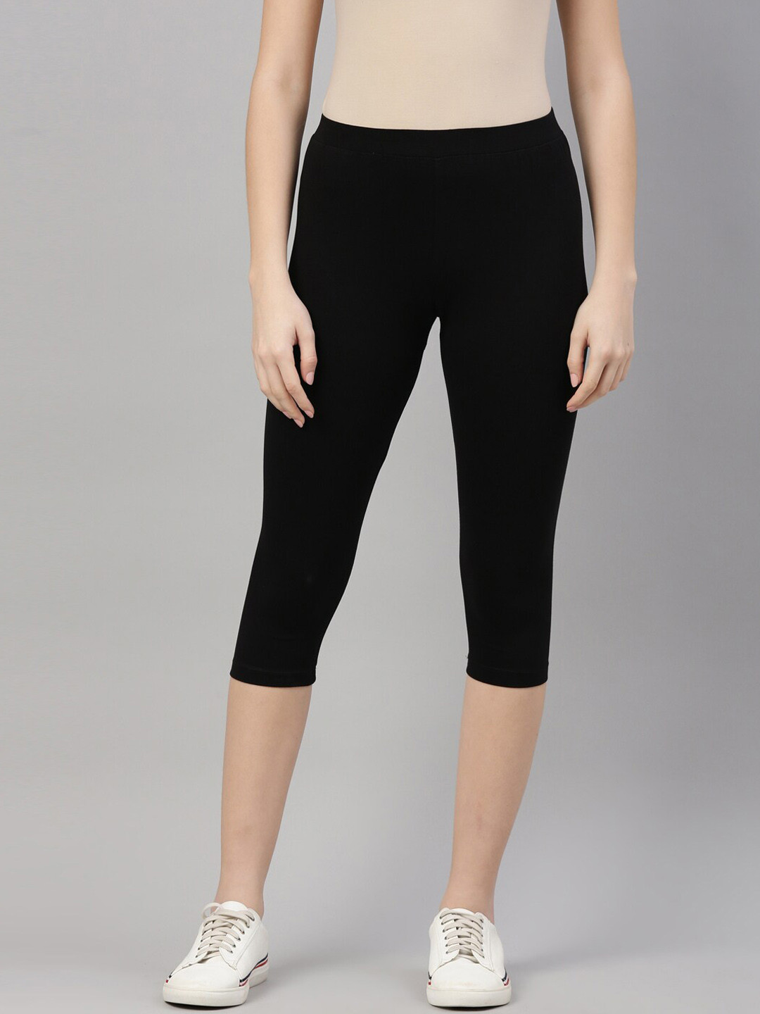 Kryptic Mid-Rise Three-Fourth Length Stretchable Cotton Leggings