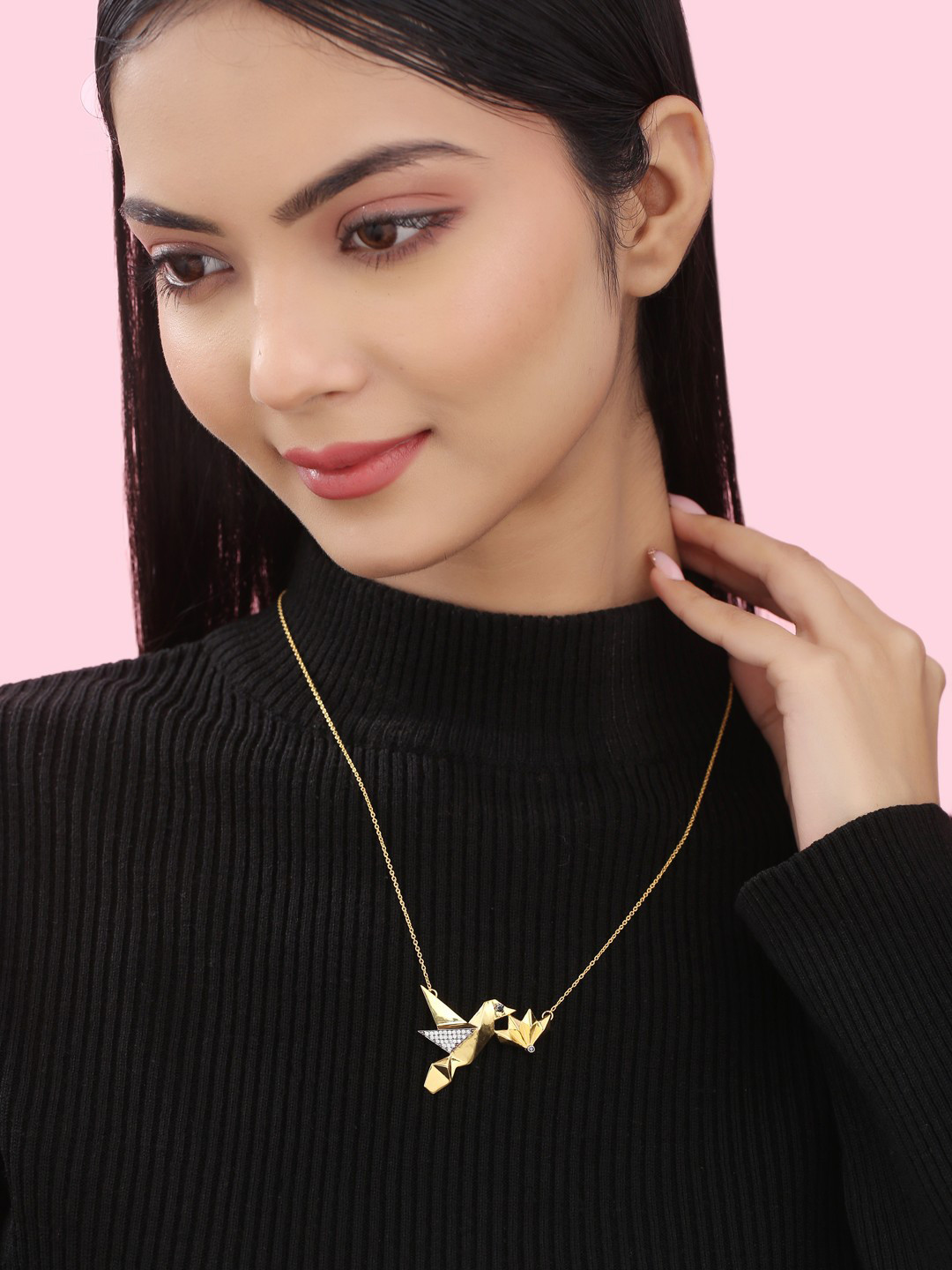 Kicky And Perky 925 Sterling Silver Gold-Plated Pendant With Chain