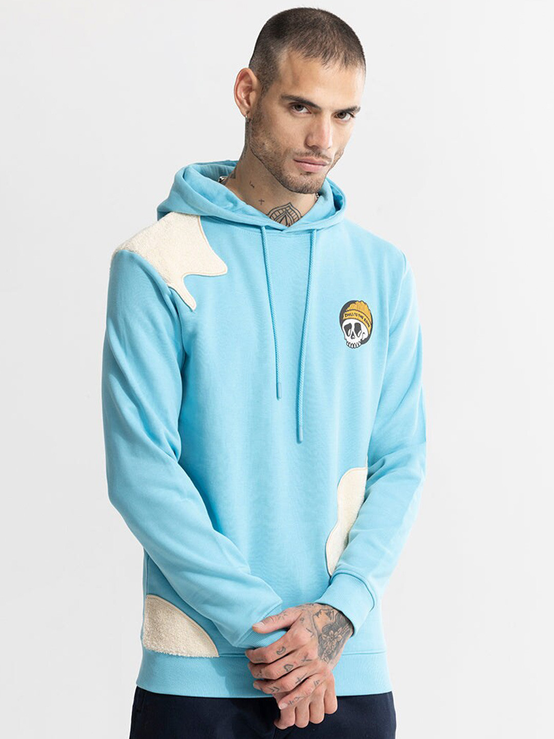 Snitch Blue Graphic Printed Hooded Cotton Sweatshirt