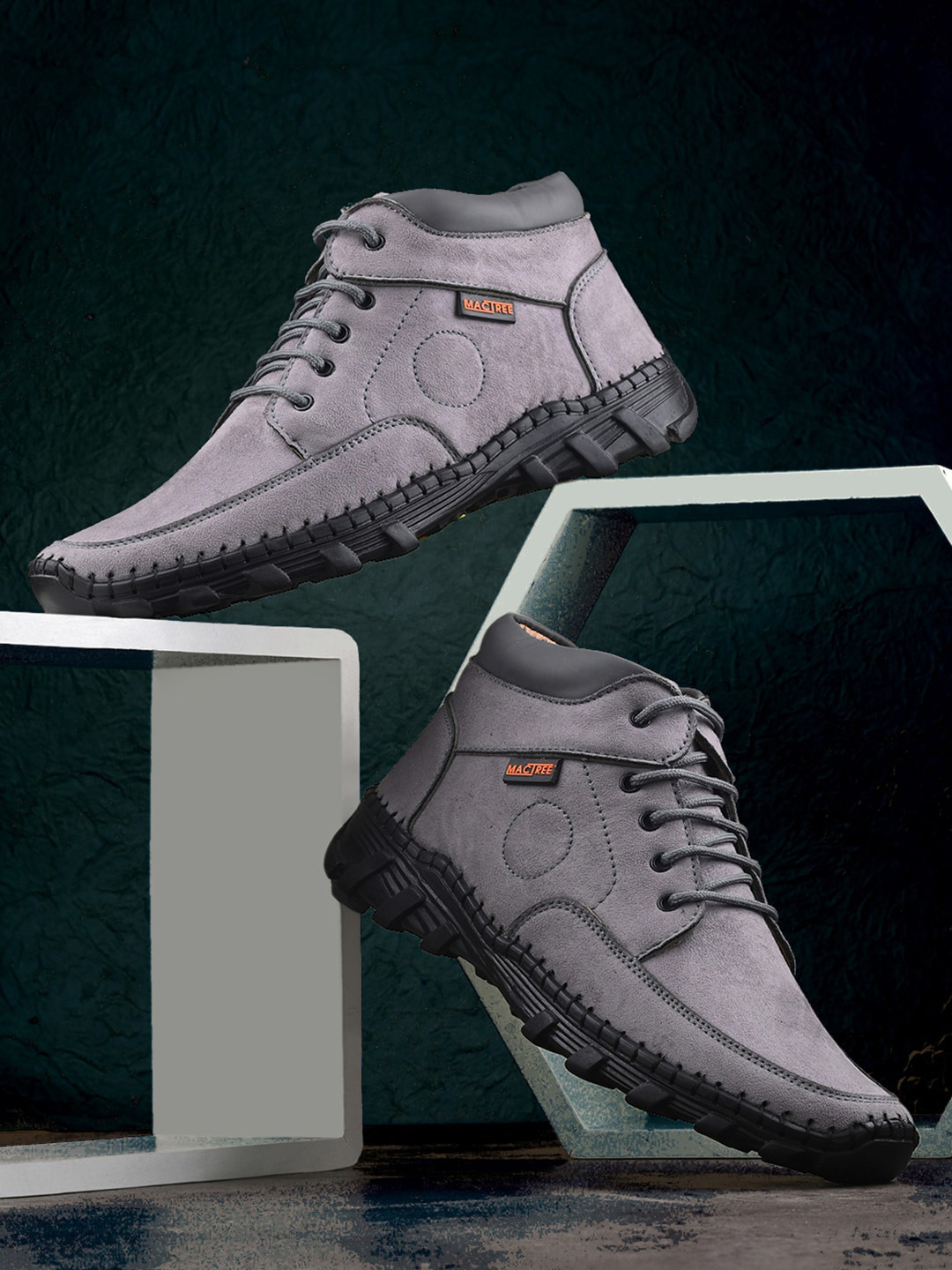 Mactree Men Lightweight Suede Mid-Top Sneakers