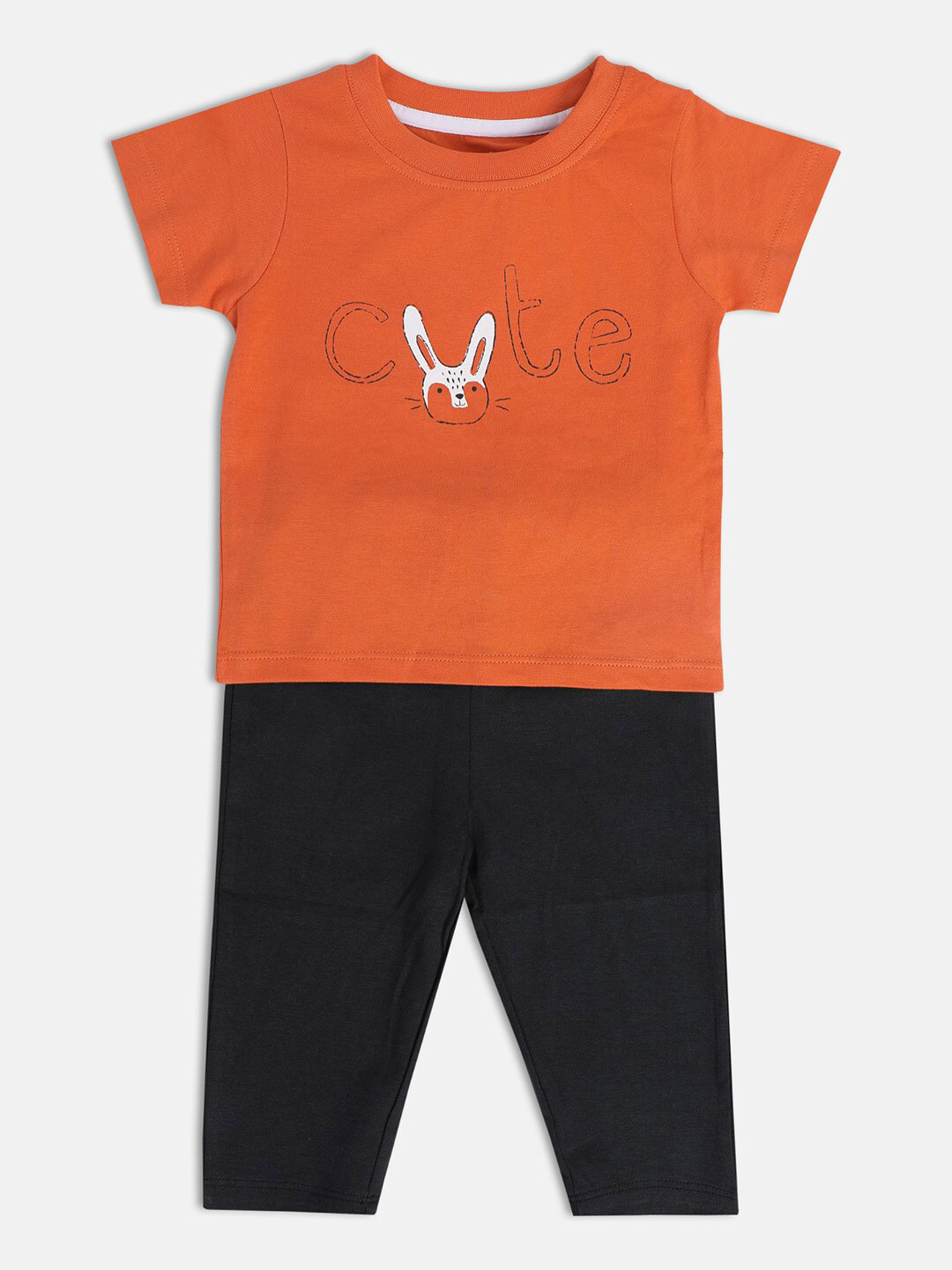 MINI KLUB Infants Boys Pack Of 2 Typography Printed Pure Cotton T-shirt With Trousers
