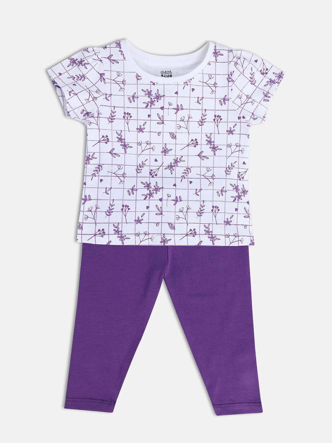 MINI KLUB Infants Girls Pack Of 2 Floral Printed Pure Cotton T-shirt & Trousers