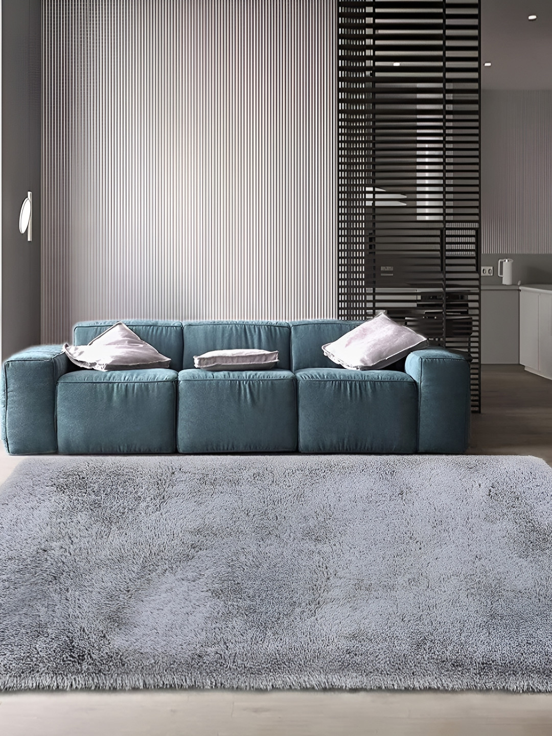 Asad Emporium Rugs Grey Solid Shaggy  Carpet