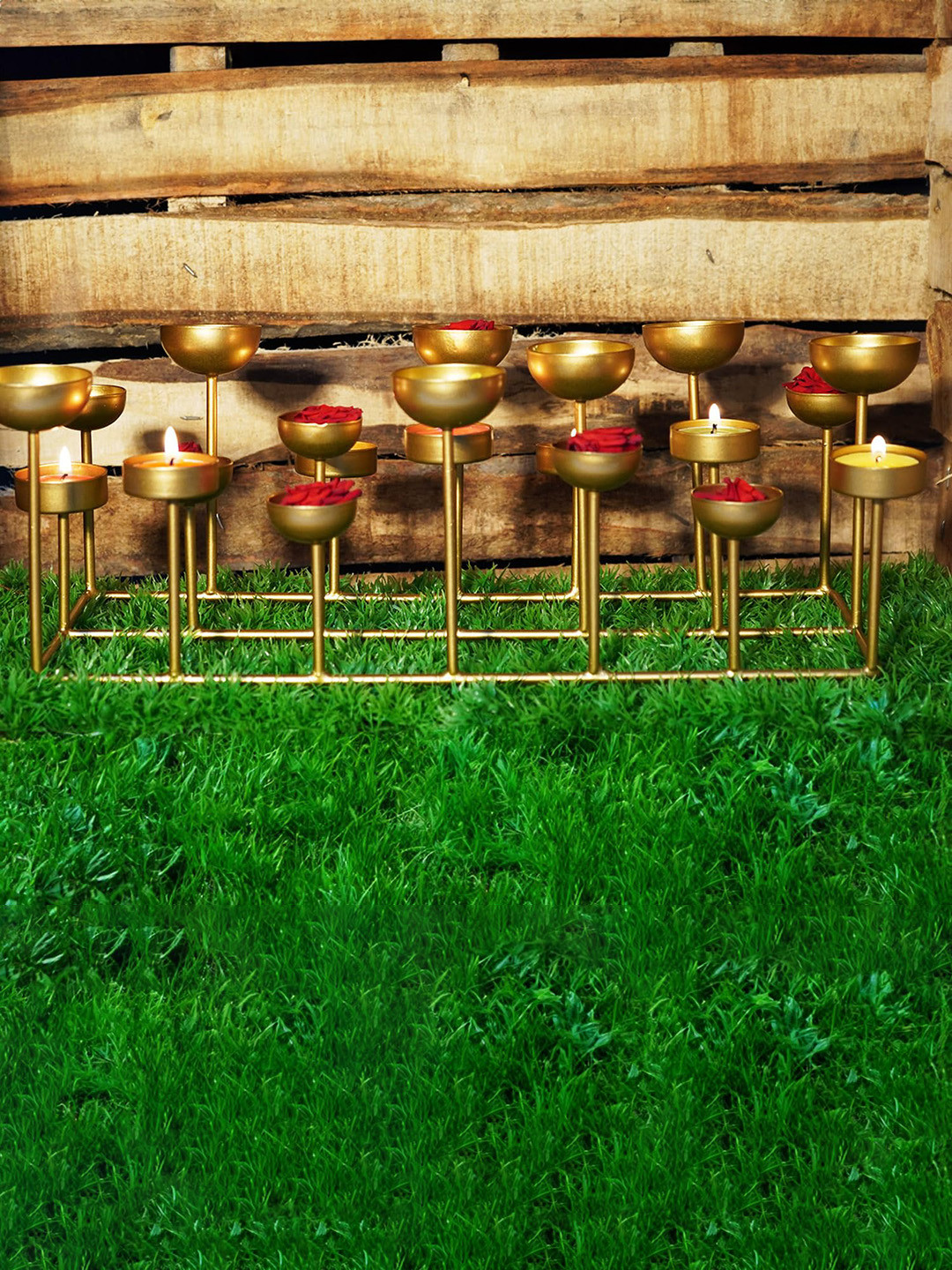 PujaNPujari Gold Toned One-Of-A-Kind Multiple Candle Holder