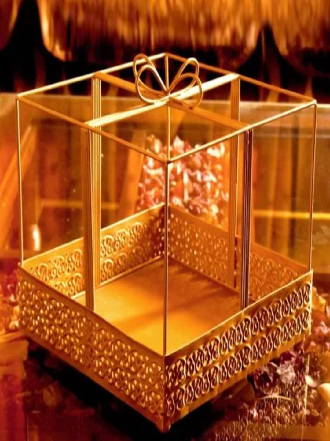 PujaNPujari Gold Toned Regular Hamper Basket Multi Utility Organiser