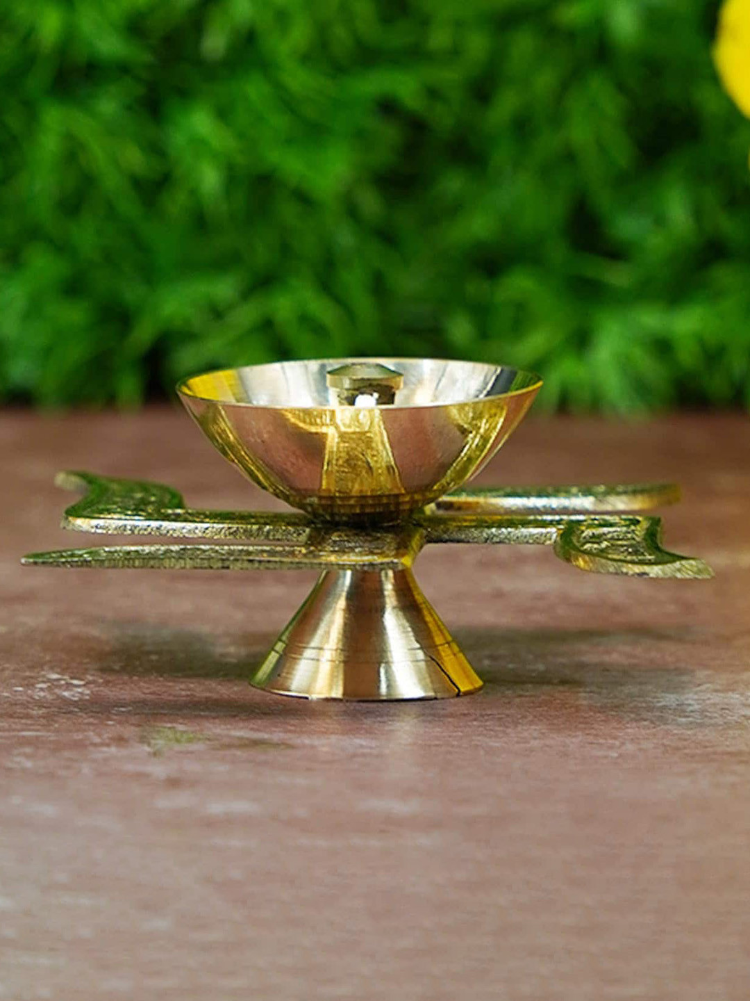 PujaNPujari Gold Toned Traditional Brass Swastik Diya with Box
