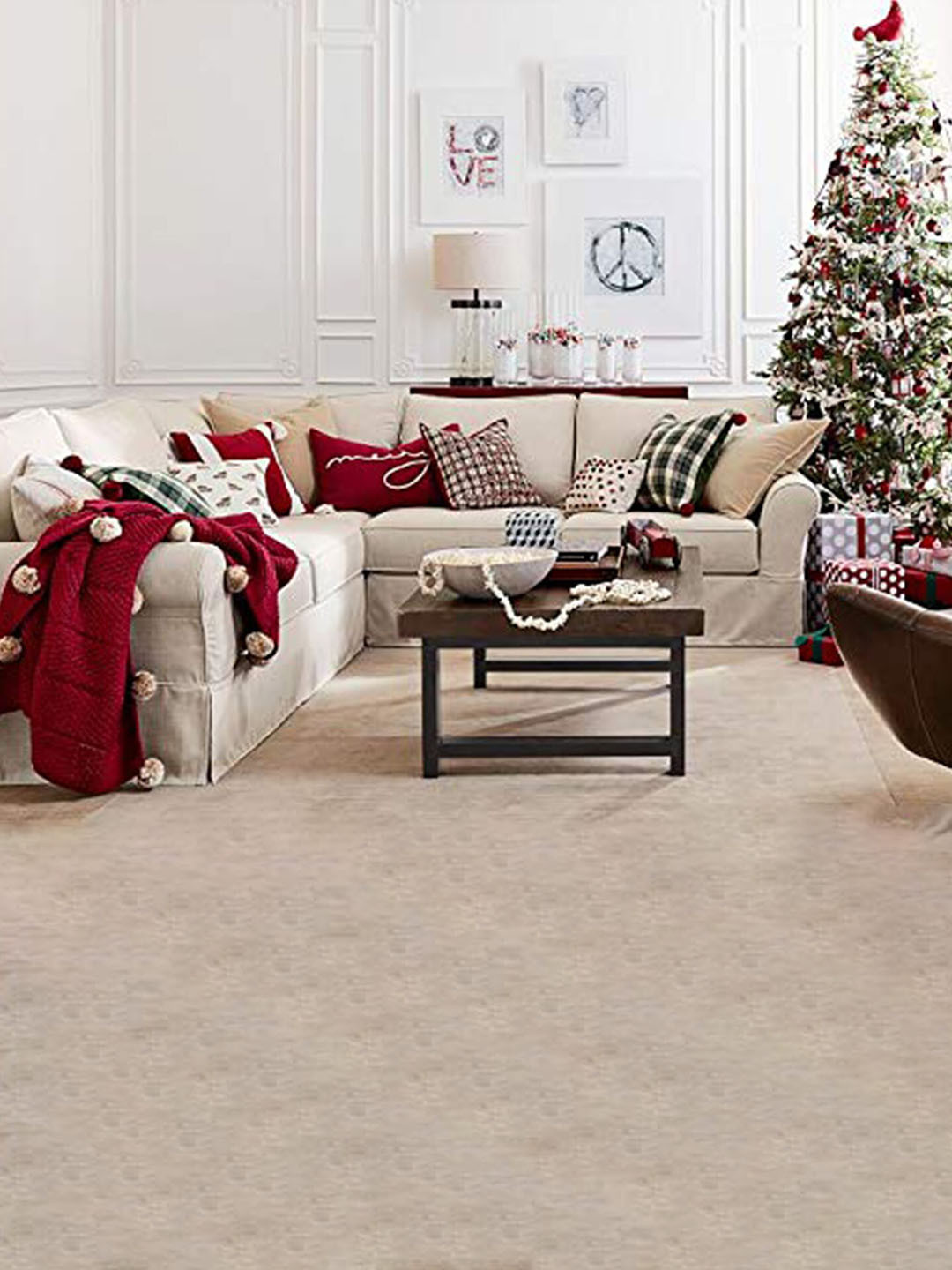 The Purple Tree Red & White Embroidered Rectangle Filled Cushion