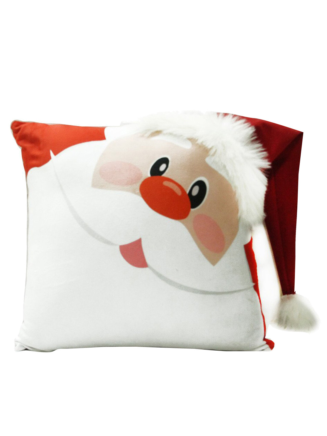 The Purple Tree Red & White Christmas Santa Applique Square Filled Cushion