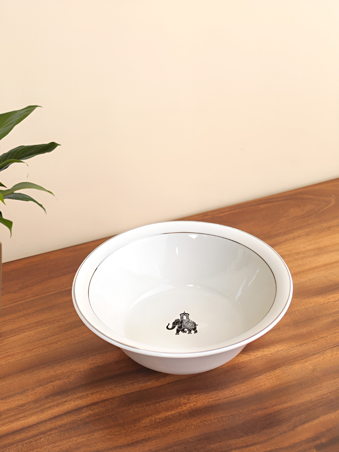 Vola Global LLP White & Black Printed Porcelain Glossy Bowl