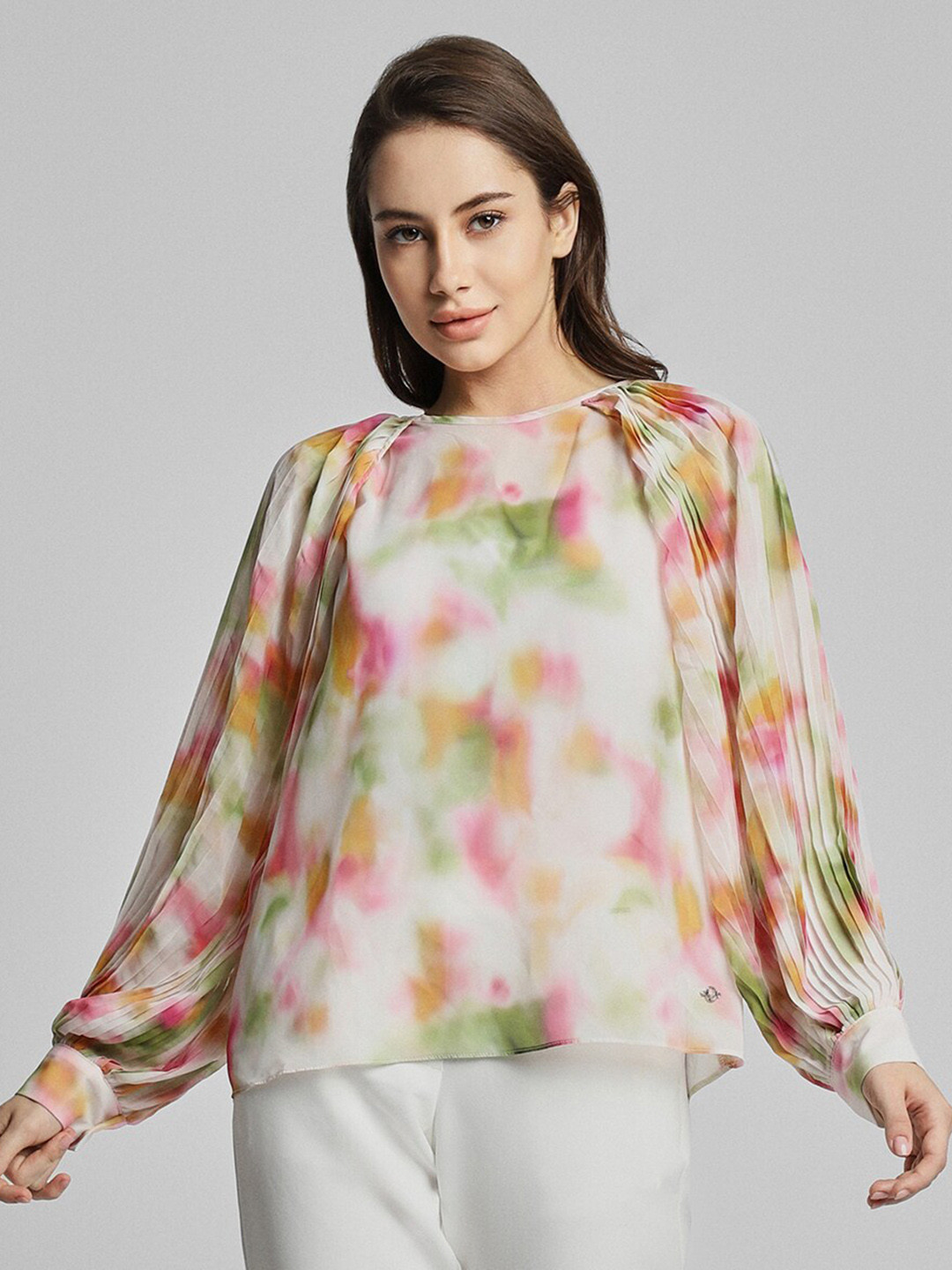 Allen Solly Woman Tie and Dye Puff Sleeves Top