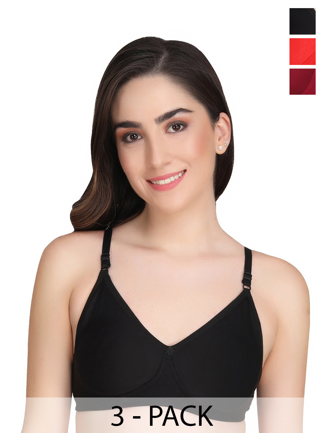 Liigne Pack Of 3 Full Coverage Lightly Padded Everyday Bra With All Day Comfort