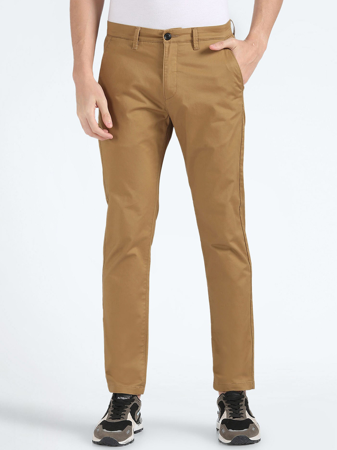 Flying Machine Men Tapered Fit Mid Rise Twill Weave Regular Trousers