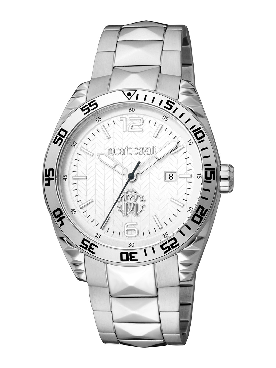 Roberto Cavalli Men Textured Stainless Steel Straps Watch RC5G018M0055