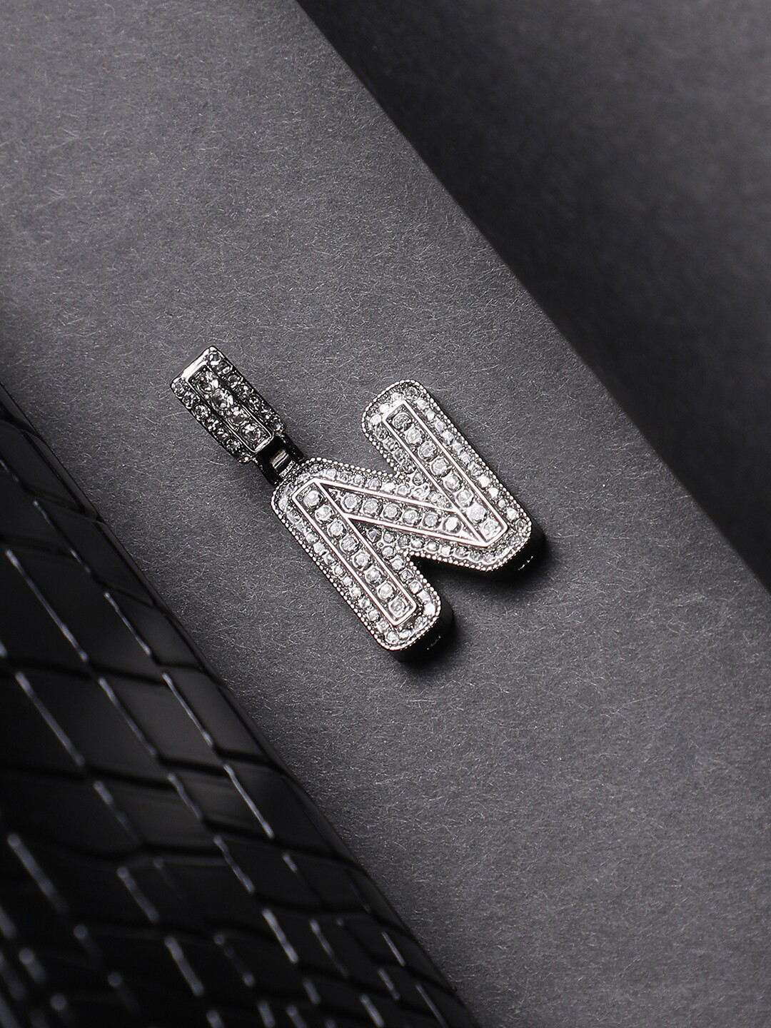 French Accent Silver-Plated N Alphabet-Shaped Pendants with Chains