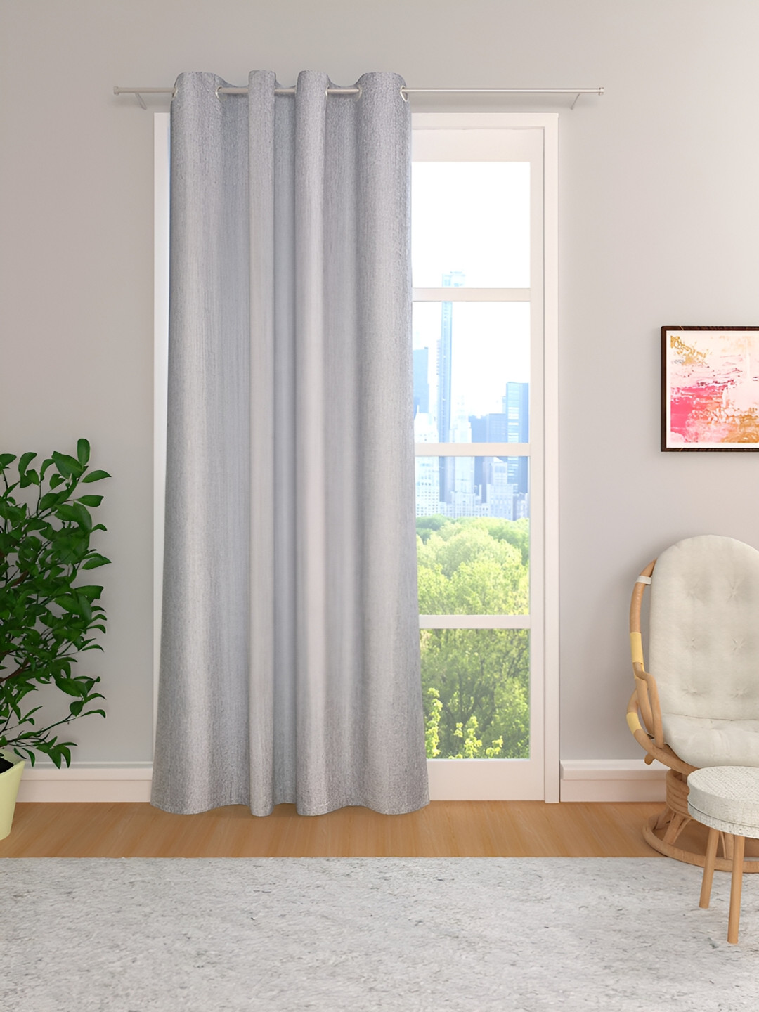 THE CONVERSION Grey Room Darkening Jute Long Door Curtain