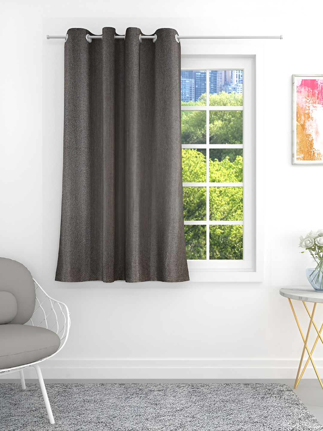 THE CONVERSION Coffee Brown Room Darkening Jute Window Curtain