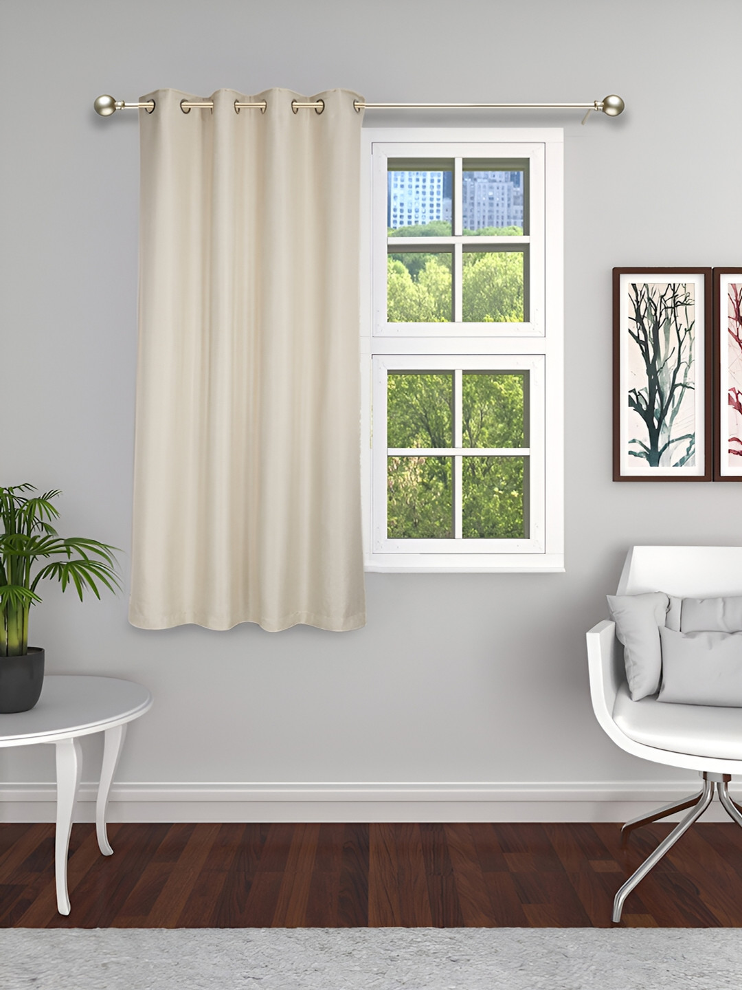 THE CONVERSION Jute Cream Solid Room Darkening Eyelet Window Curtain