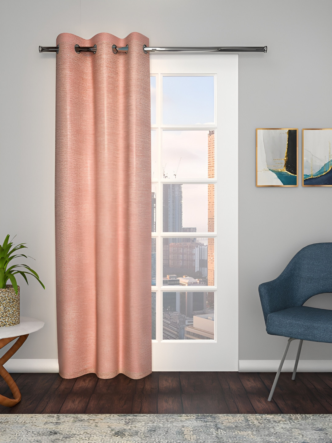 THE CONVERSION Red Jute Room Darkening Long Door Curtain