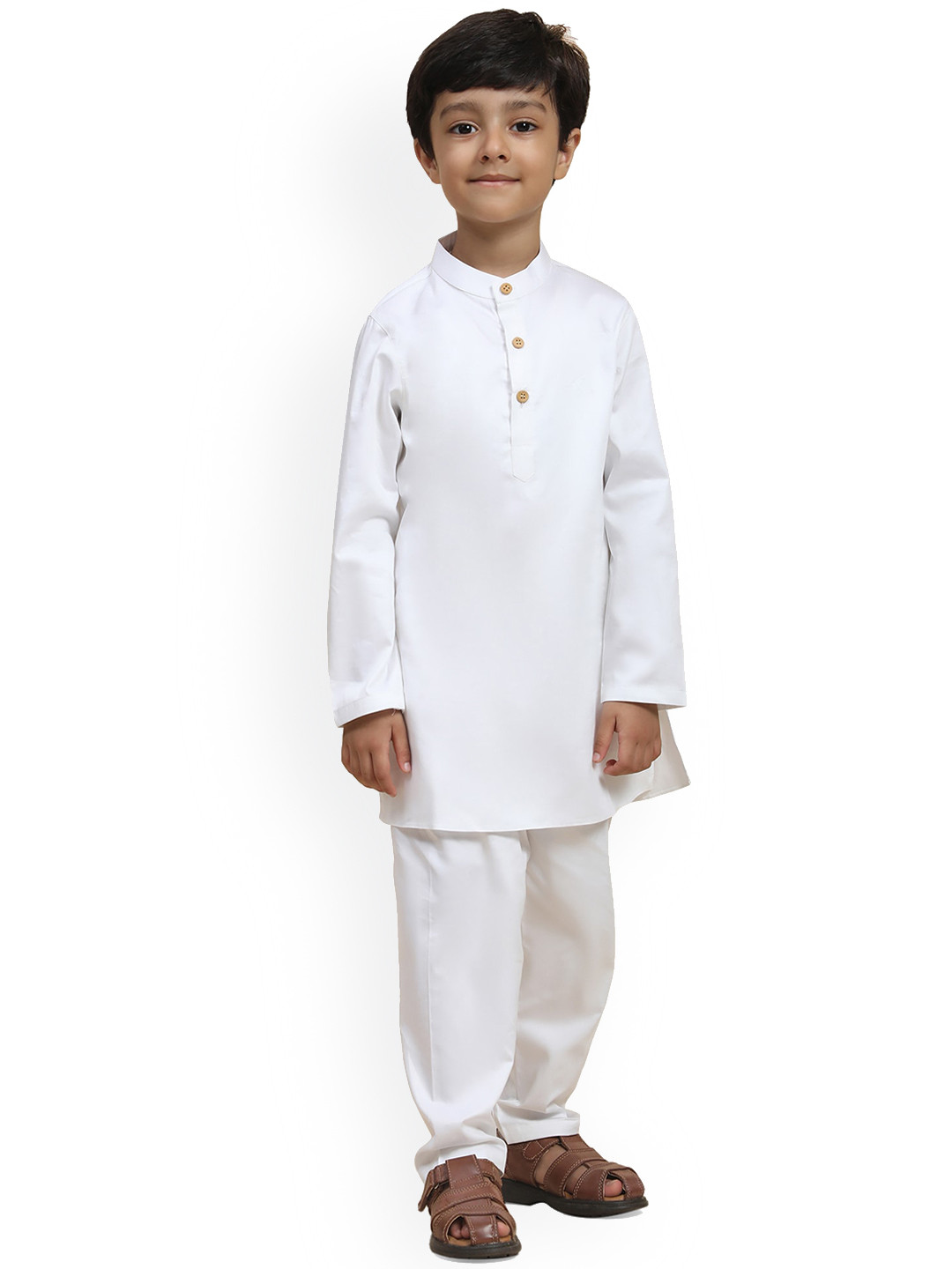BAESD Boys Band Collar Organic Cotton Regular Straight Kurta with Pyjamas