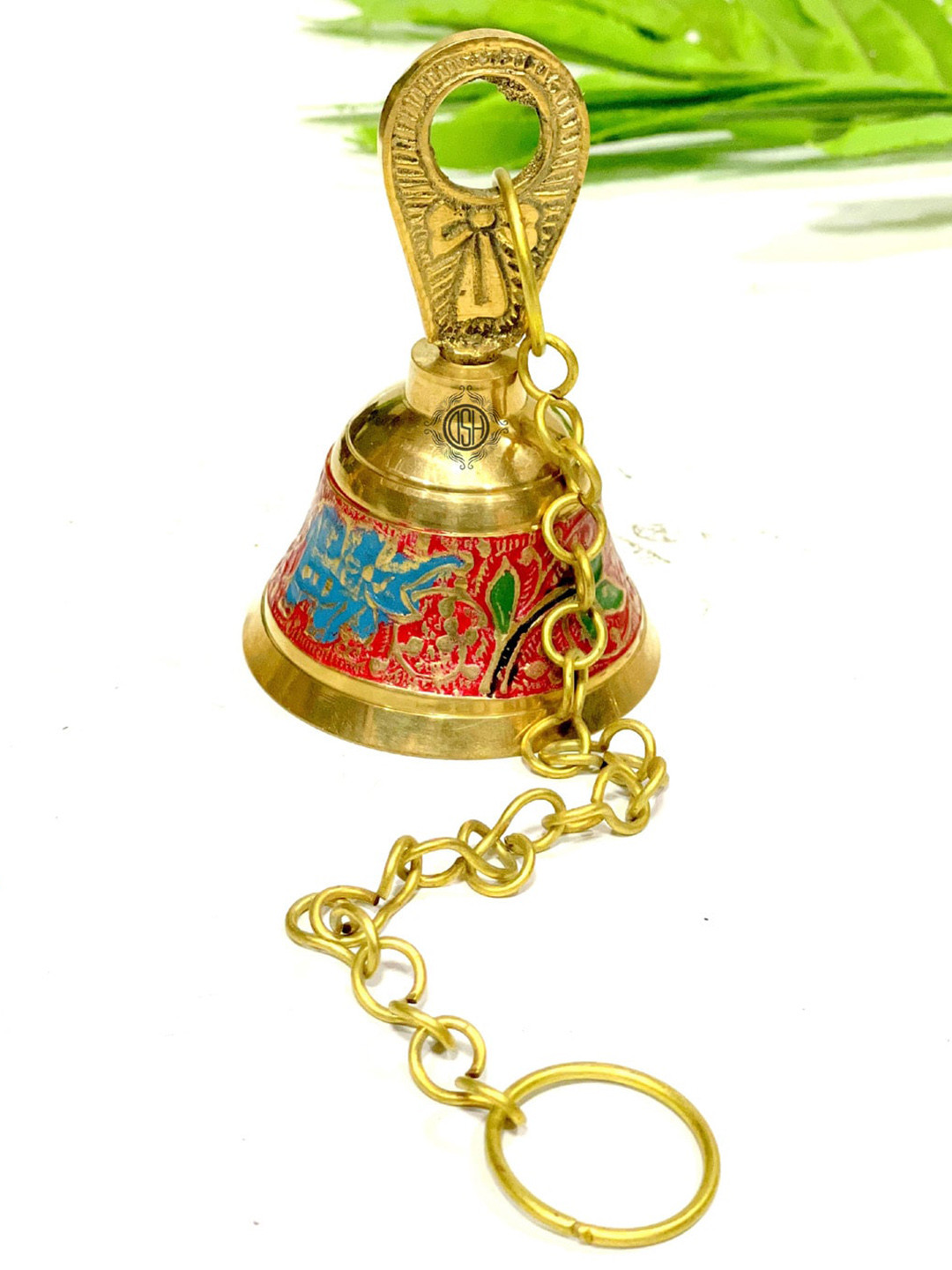 DSH Crafting Your Curiosity Gold toned & Red 2pcs Brass Hanging Pooja Bell