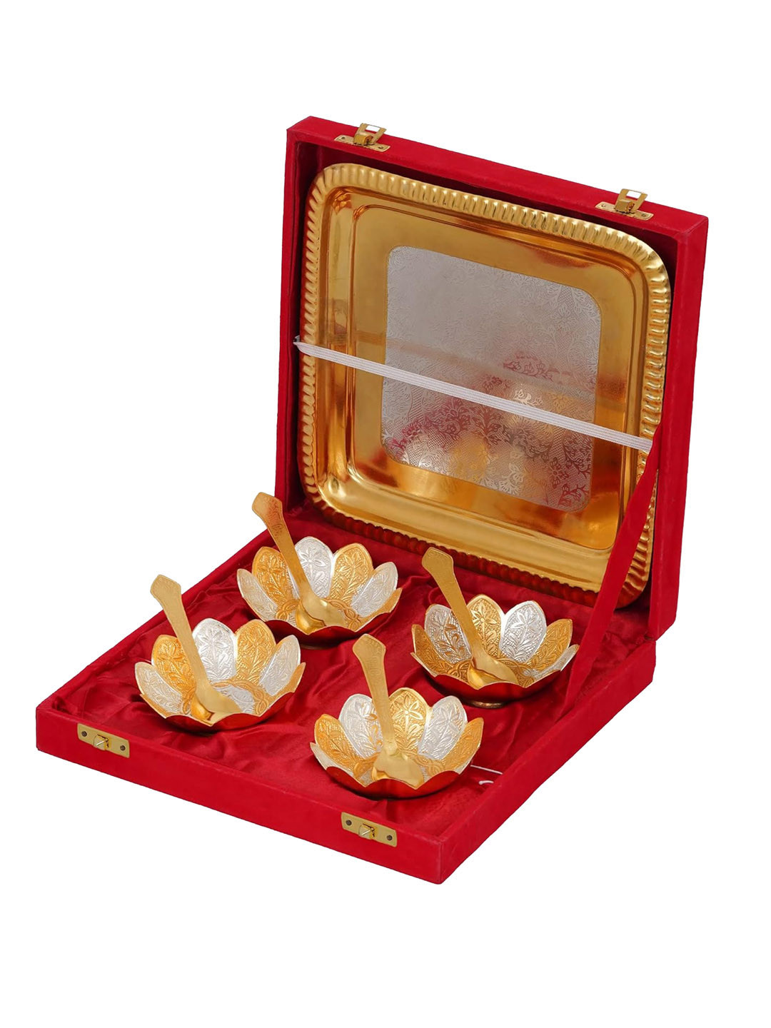 DSH Crafting Your Curiosity Gold-Plated & Silver-Plated 9Pcs Serving Bowl With Spoon